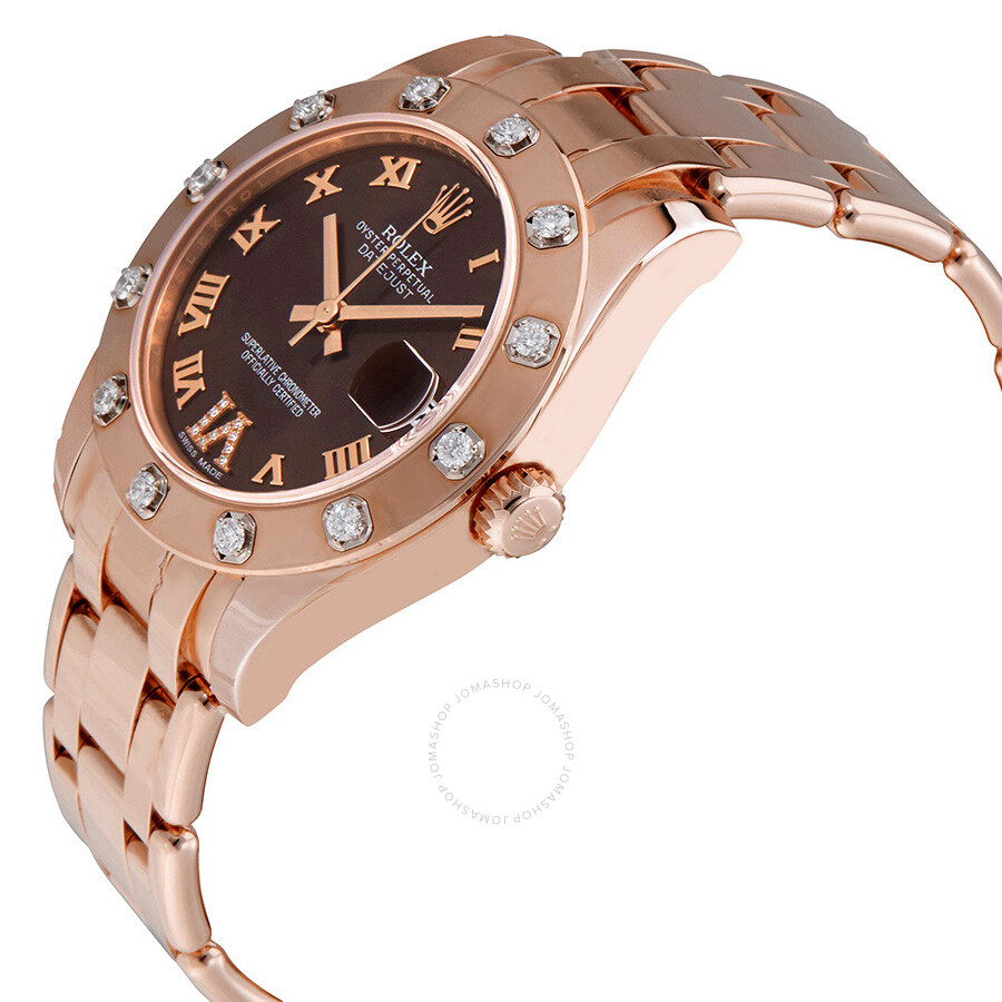 Rolex Lady-Datejust Pearlmaster Chocolate Dial 18K Everose Gold Automatic Ladies Watch 81315BRRDPM（Lifetime free warranty+90-days replacement service & Refund!.）