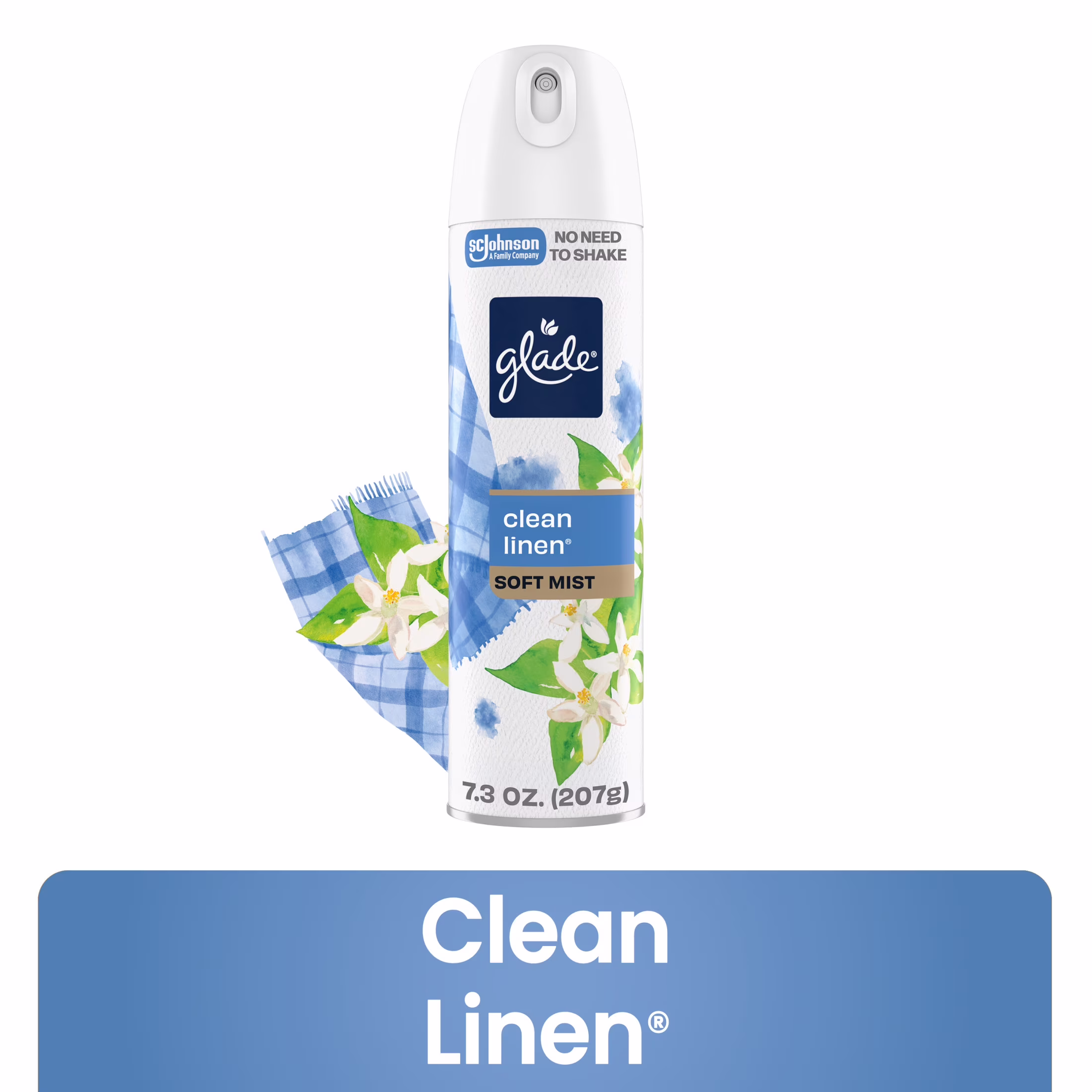 Glade® Soft Mist Odor Fighting Aerosol Air Freshener, Clean Linen®, 7.3oz, 1 Count
