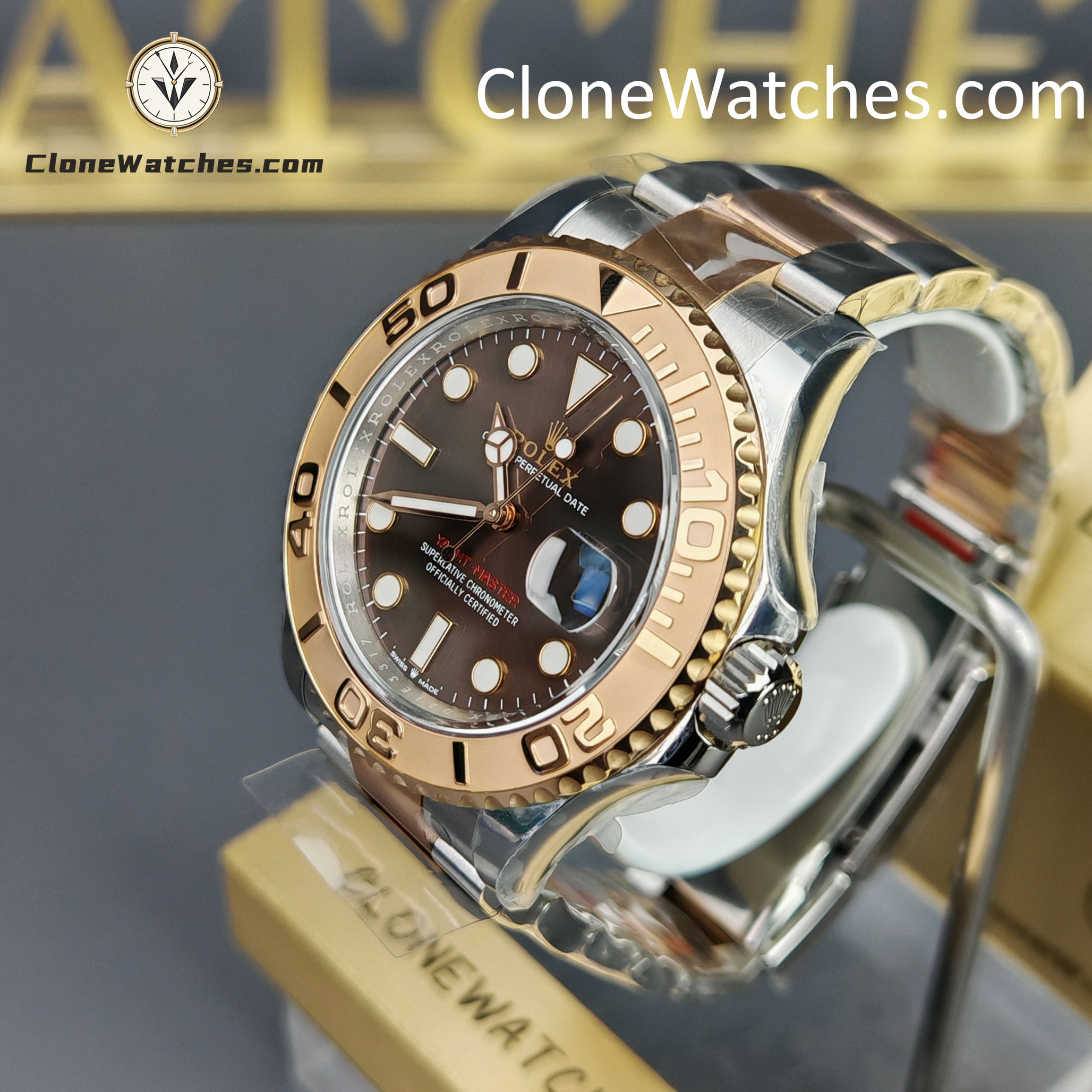 Rolex Super Clone Watches 1:1 Yacht Master Brown Dial Rose Gold M126621-0001 3235 Movement