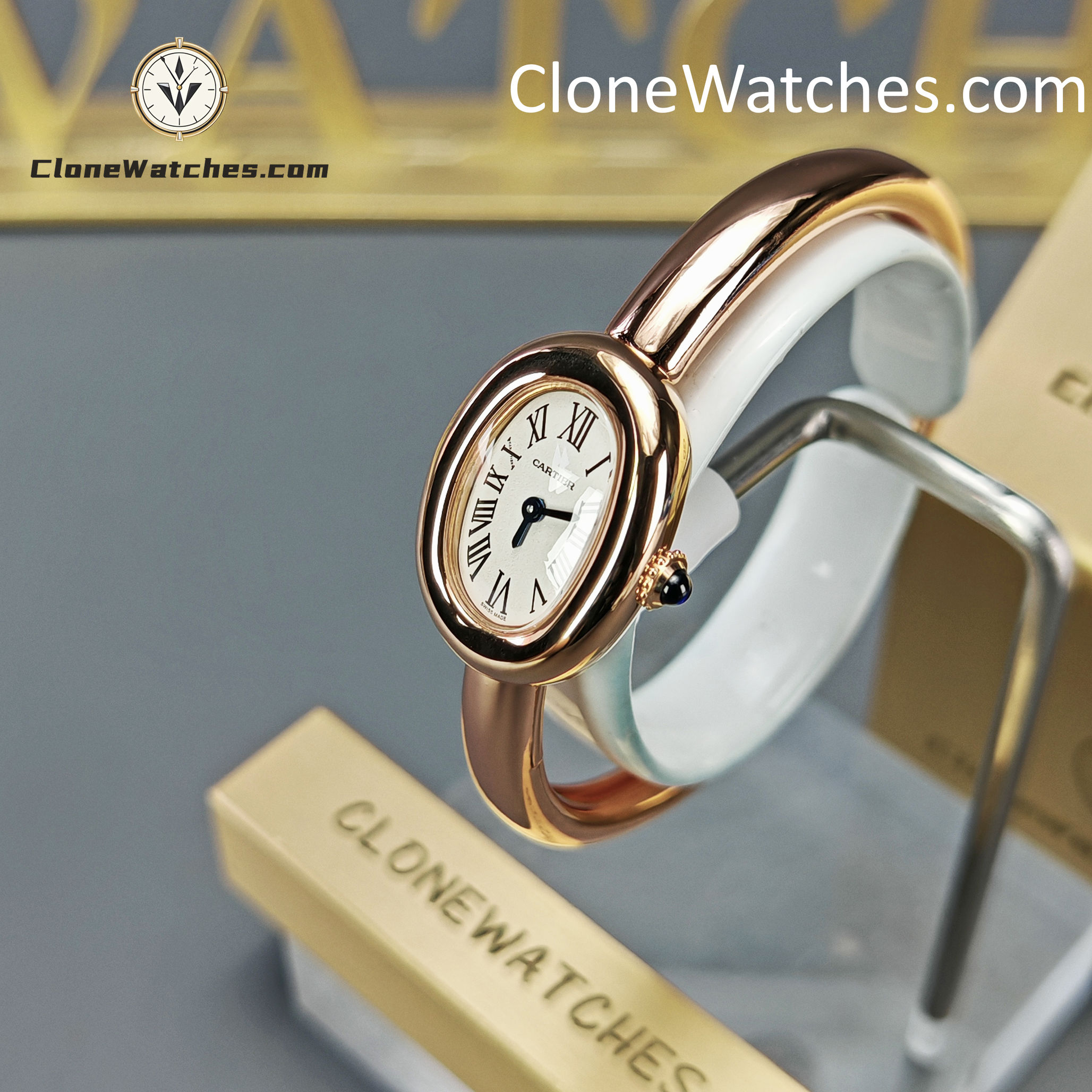 Cartier Super Clone Watches 1:1 Baignoire Rose Gold White Dial WGBA0019