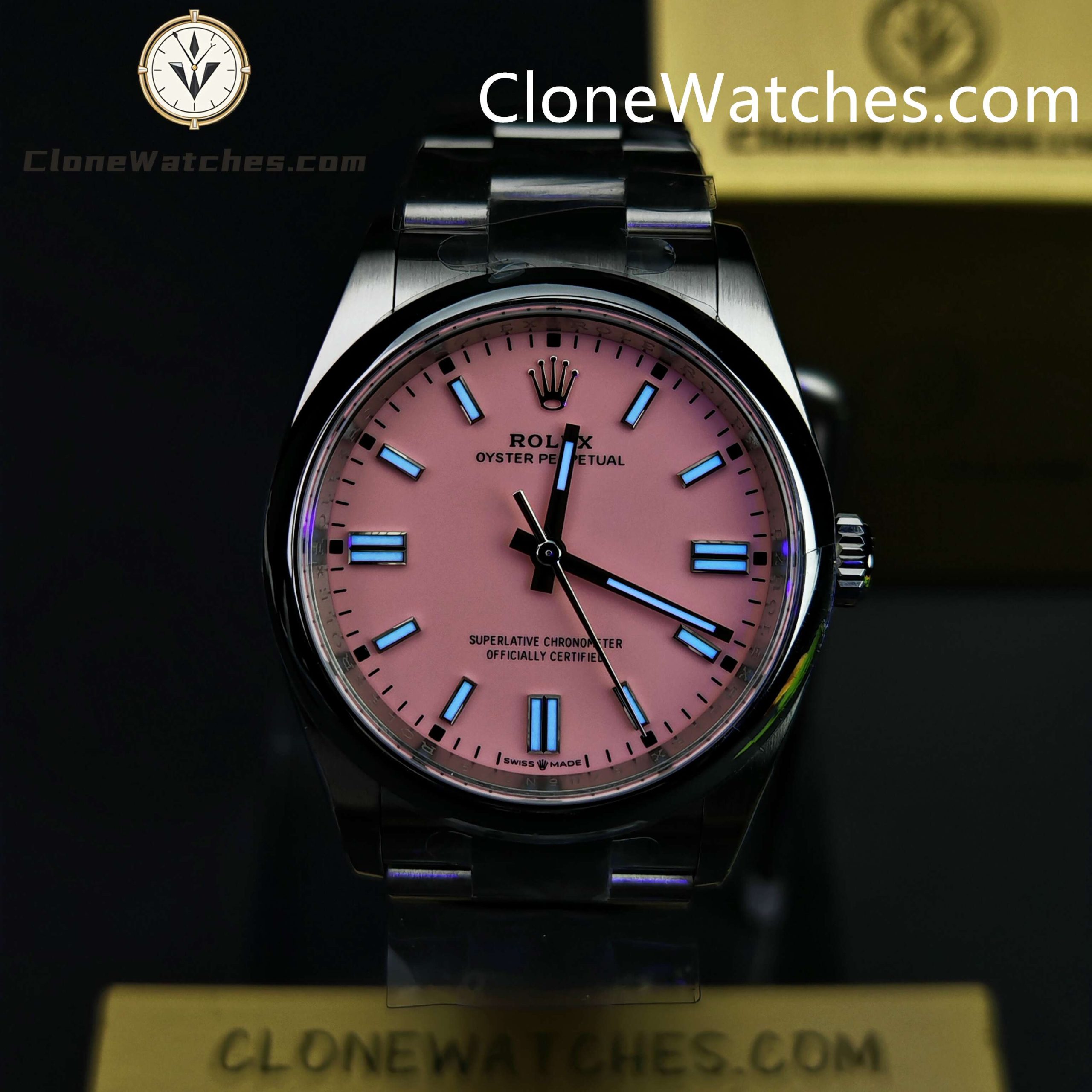 Rolex Super Clone Watches 1:1 Oyster Perpetual Pink Dial 36mm M126000-0008 3230 Movement