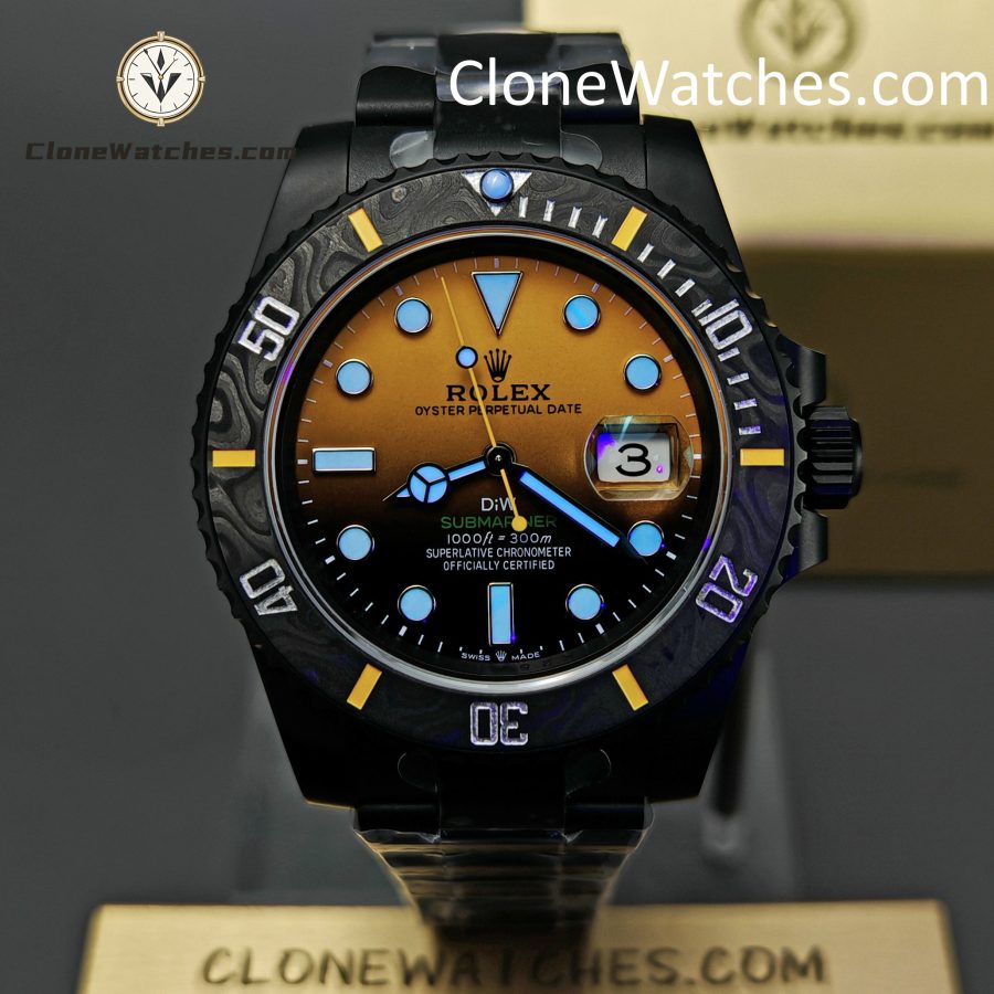 Modified Super Clone Watches 1:1 DiW Rolex Submariner Carbon fiber Gradient Orange Dial 3235 Movement 41mm