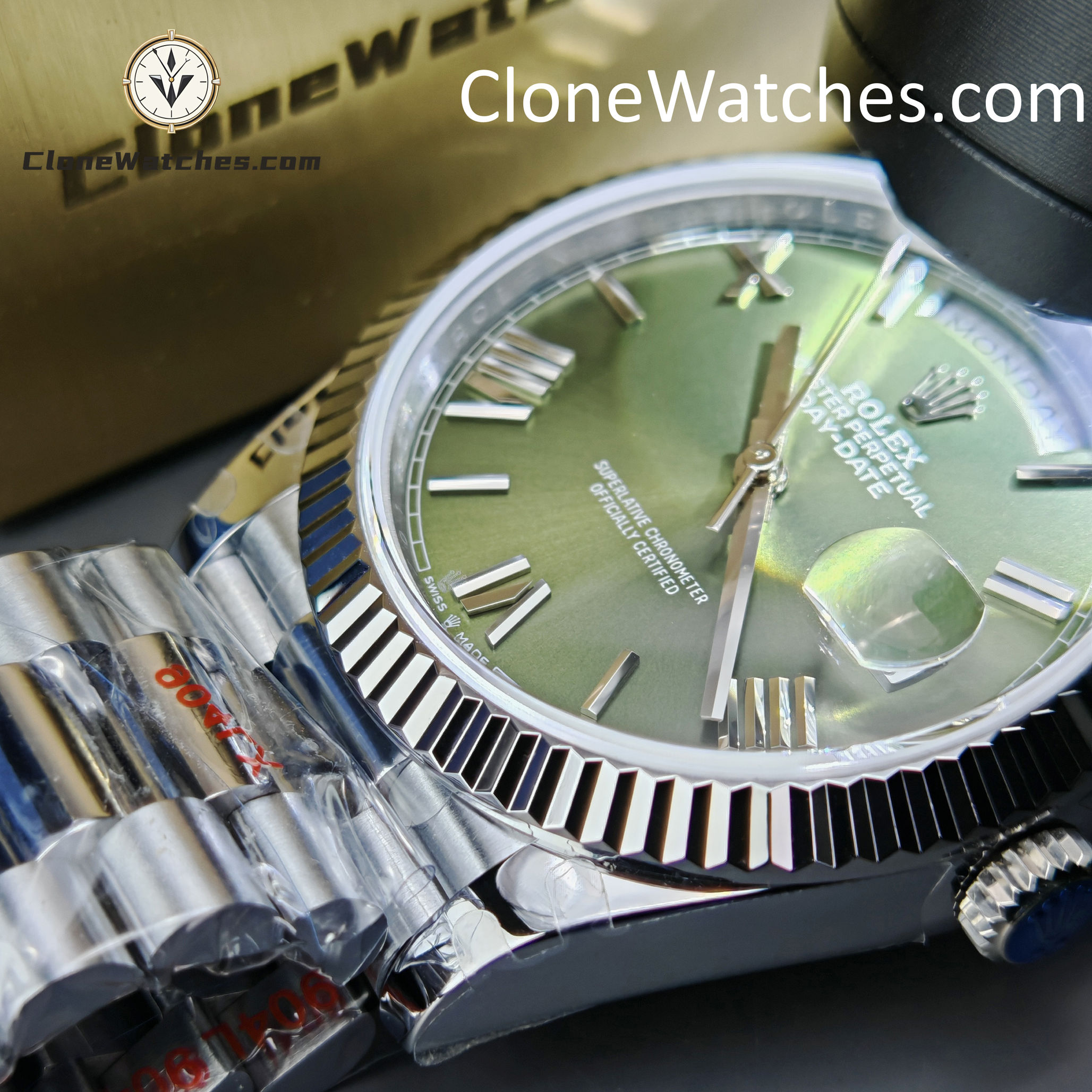 Rolex Super Clone Watches 1:1 Day Date Olive Green Dial 40mm m228239-0033 3255 Movement
