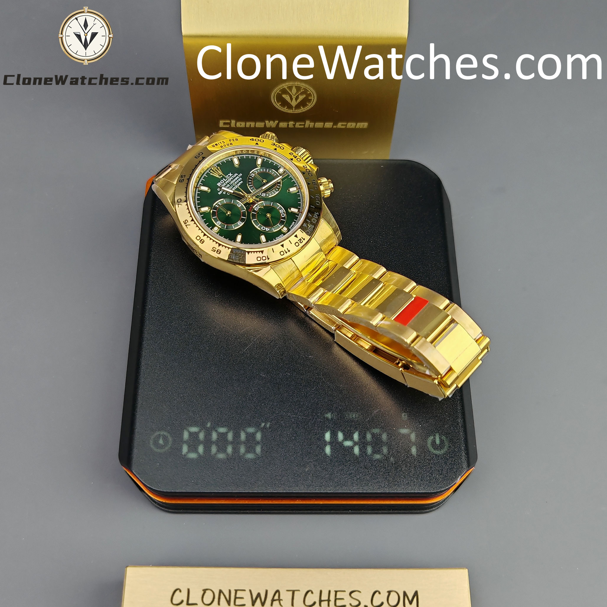 Rolex Super Clone Watches 1:1 Daytona 18K Gold Green Dial M116508-0013 4130 Movement