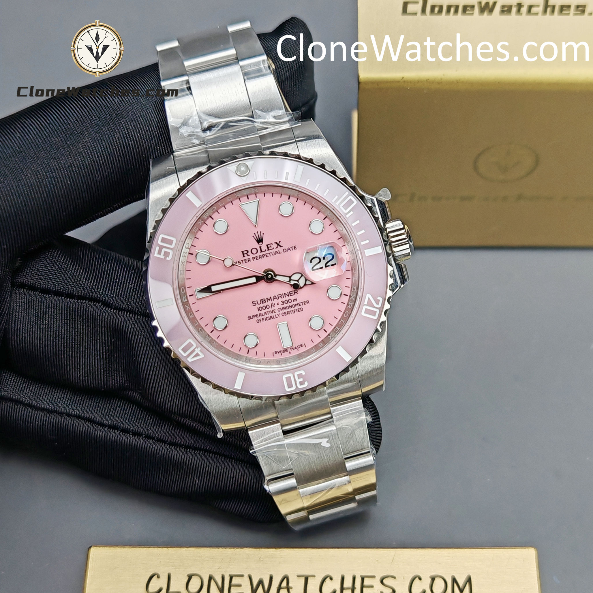 Modified Super Clone Watches 1:1 DiW Rolex Submariner Pink Dial 3135 Movement