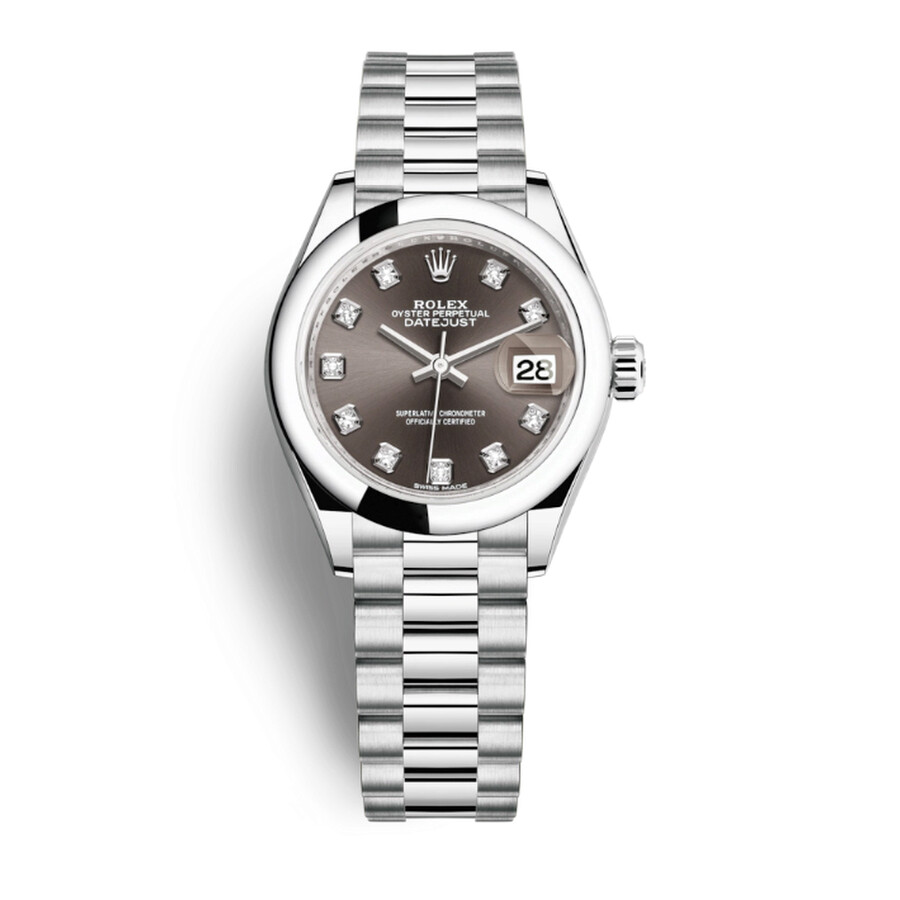 Rolex Lady-Datejust Grey Dial Automatic Platinum President Watch 279166GYDP（Lifetime free warranty+90-days replacement service & Refund!.）