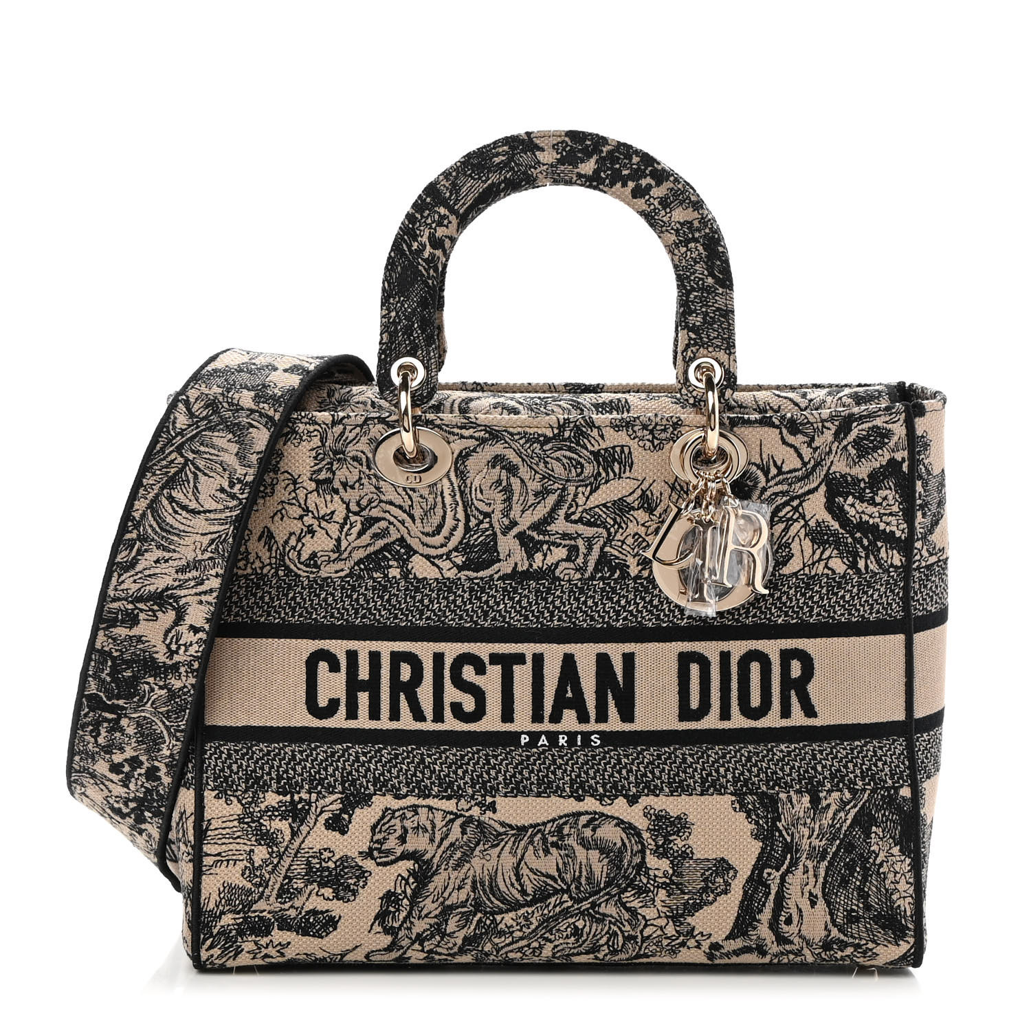 CHRISTIAN DIOR Toile de Jouy Embroidered Medium Lady D-Lite Blue