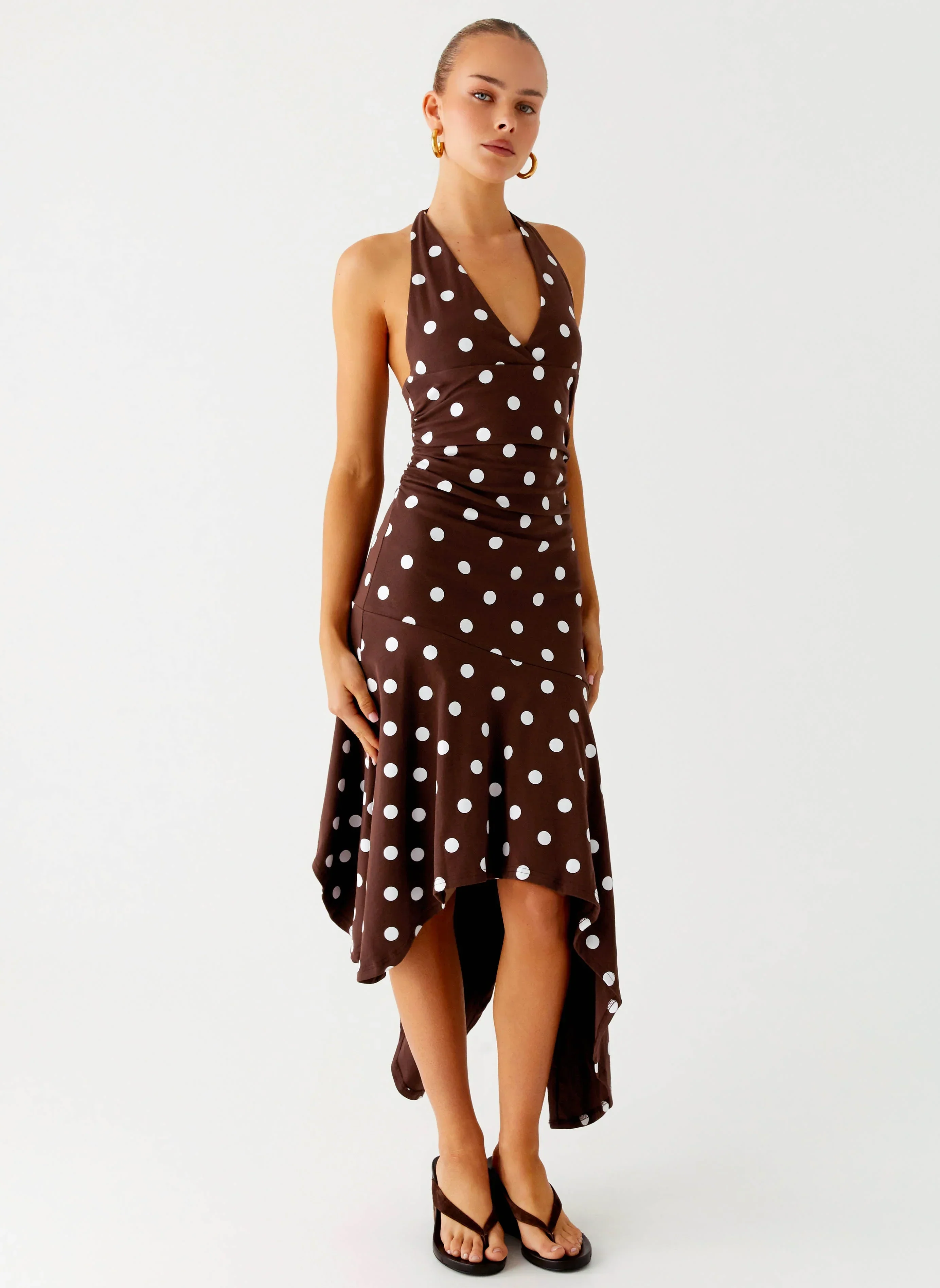 Keylani Halter Midi Dress - Chocolate