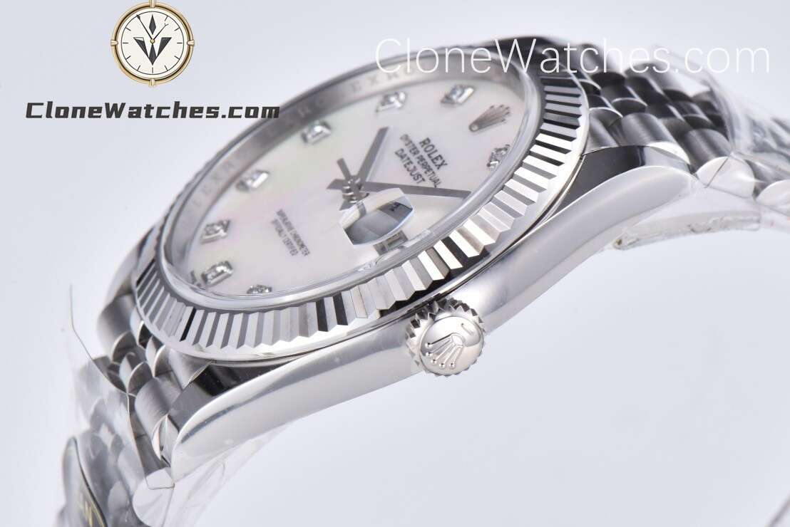 Rolex Super Clone Watches 1:1 DateJust White Diamond Dial M126334 Jubilee 41MM 3235 Movement