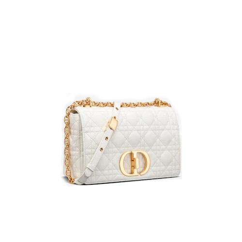 MEDIUM DIOR CARO BAG Ivory Supple Cannage Calfskin