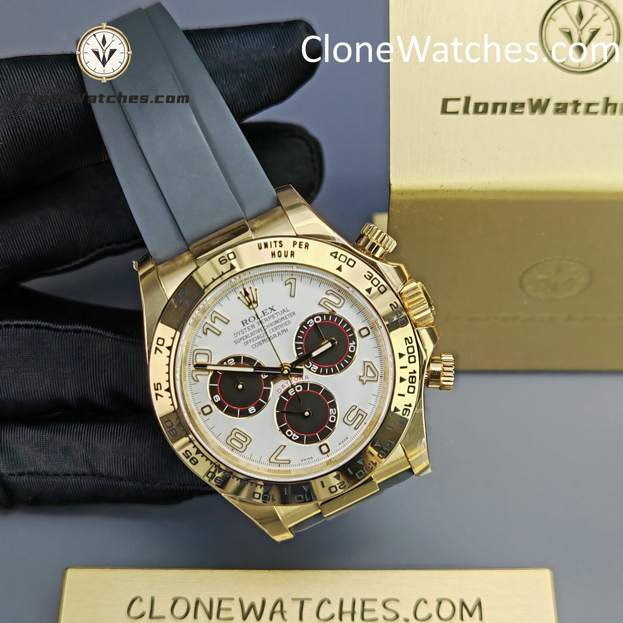 Rolex Super Clone Watches 1:1 Daytona White Arabic Dial Oysterflex Rubber Strap M116518 4130 Movement