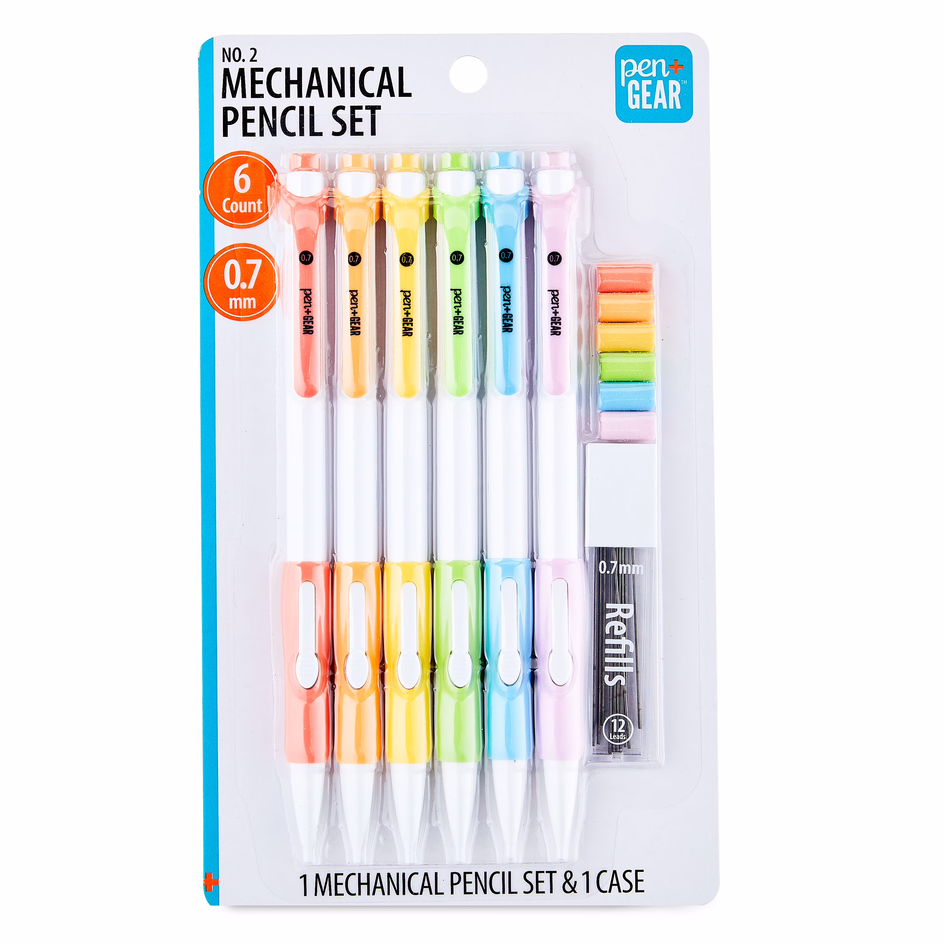 Pen+Gear Refillable Mechanical Pencils, 0.7mm, Assorted Colors, 6 Count