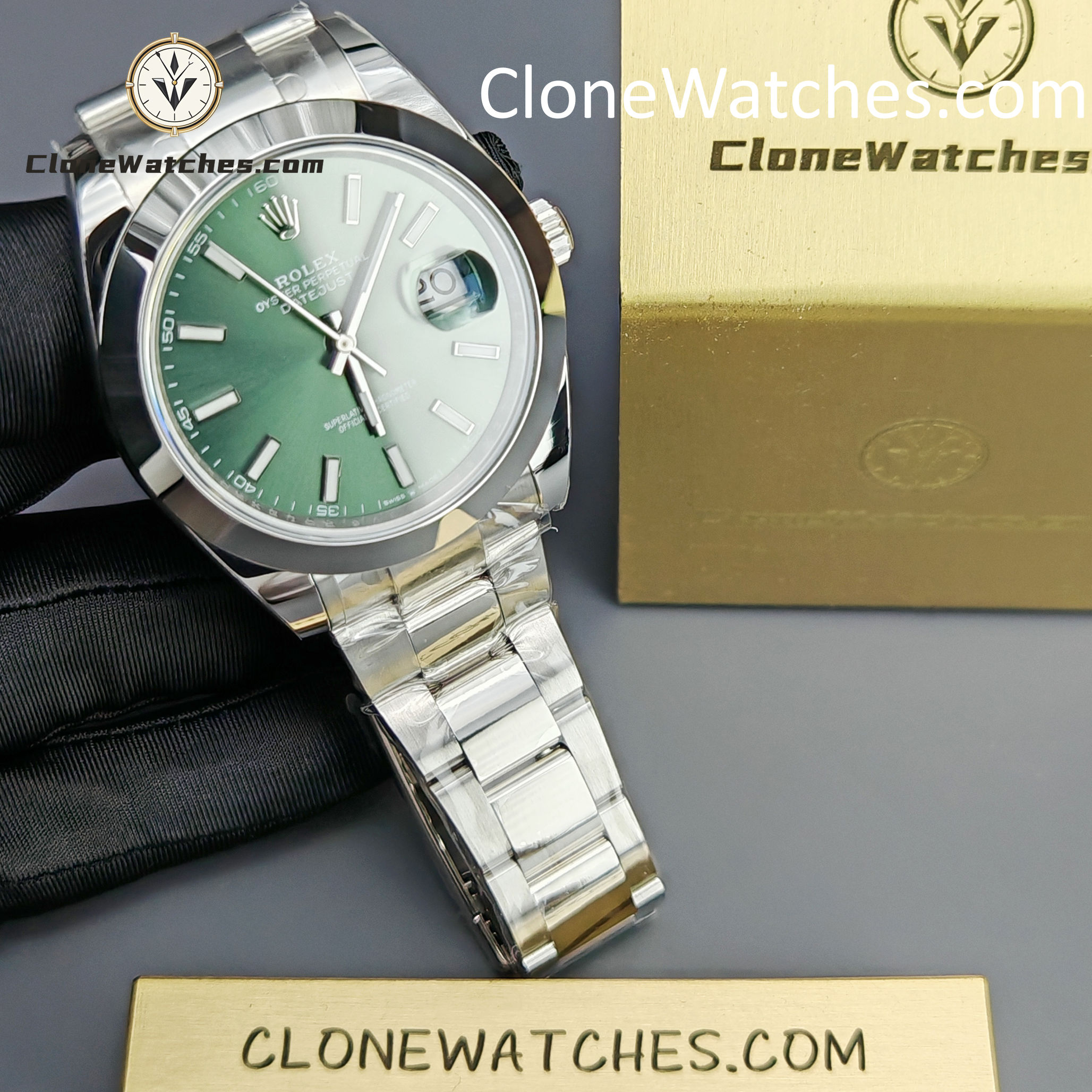 Rolex Super Clone Watches 1:1 DateJust Green Dial M126300 – 0019 41MM Oyster 3235 Movement