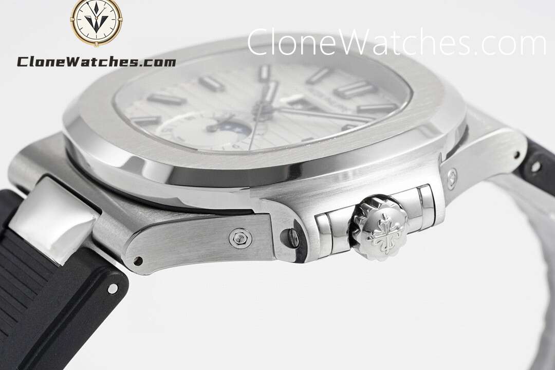 Patek Philippe Super Clone Watches 1:1 Nautilus 5726 White Dial Black Rubber Strap