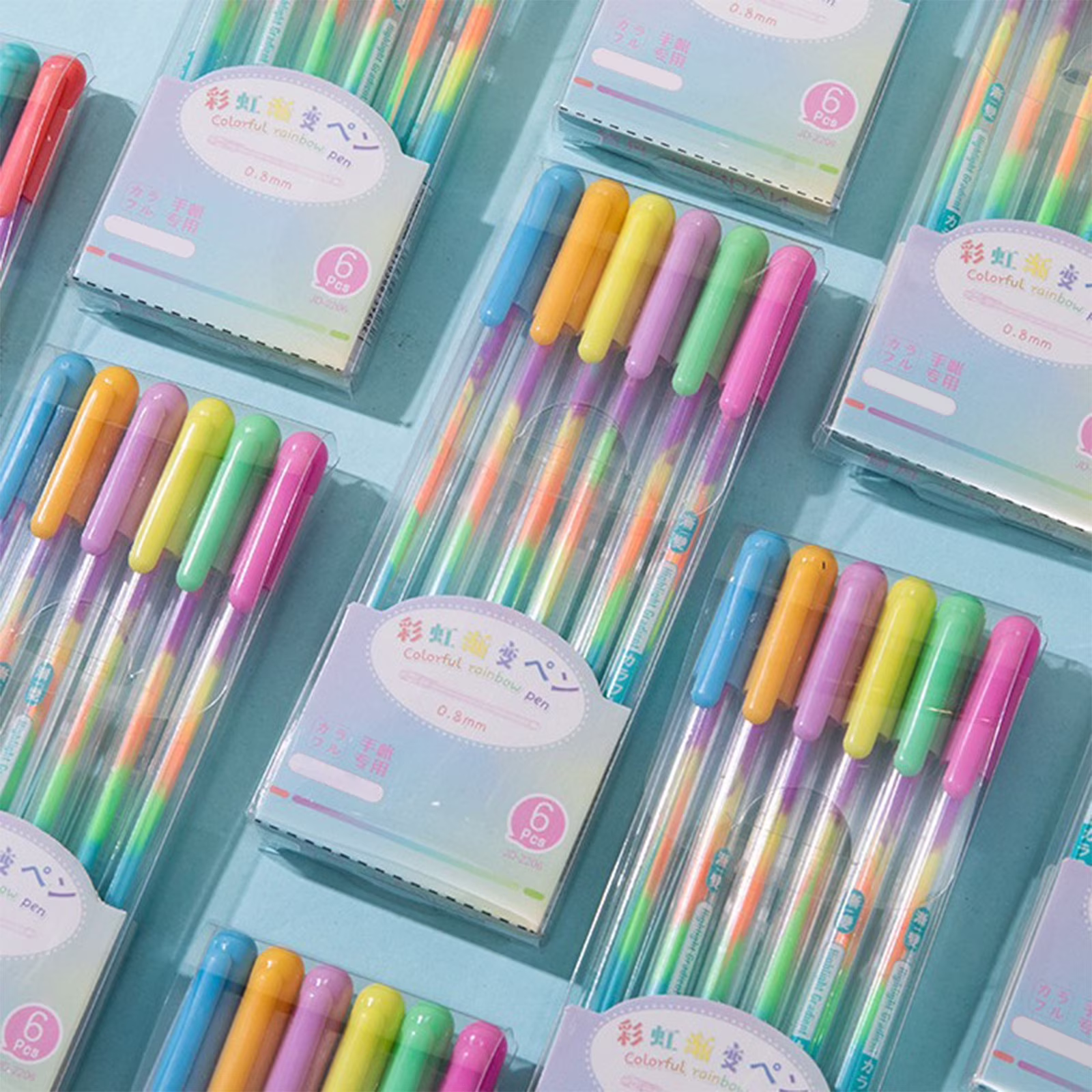 Uxgjfwu Rainbow Gradient Pen Set 6 Colors Multicolored Gel Pens for Writing Highlighting Journaling Art Crafts 2.2ml Ink