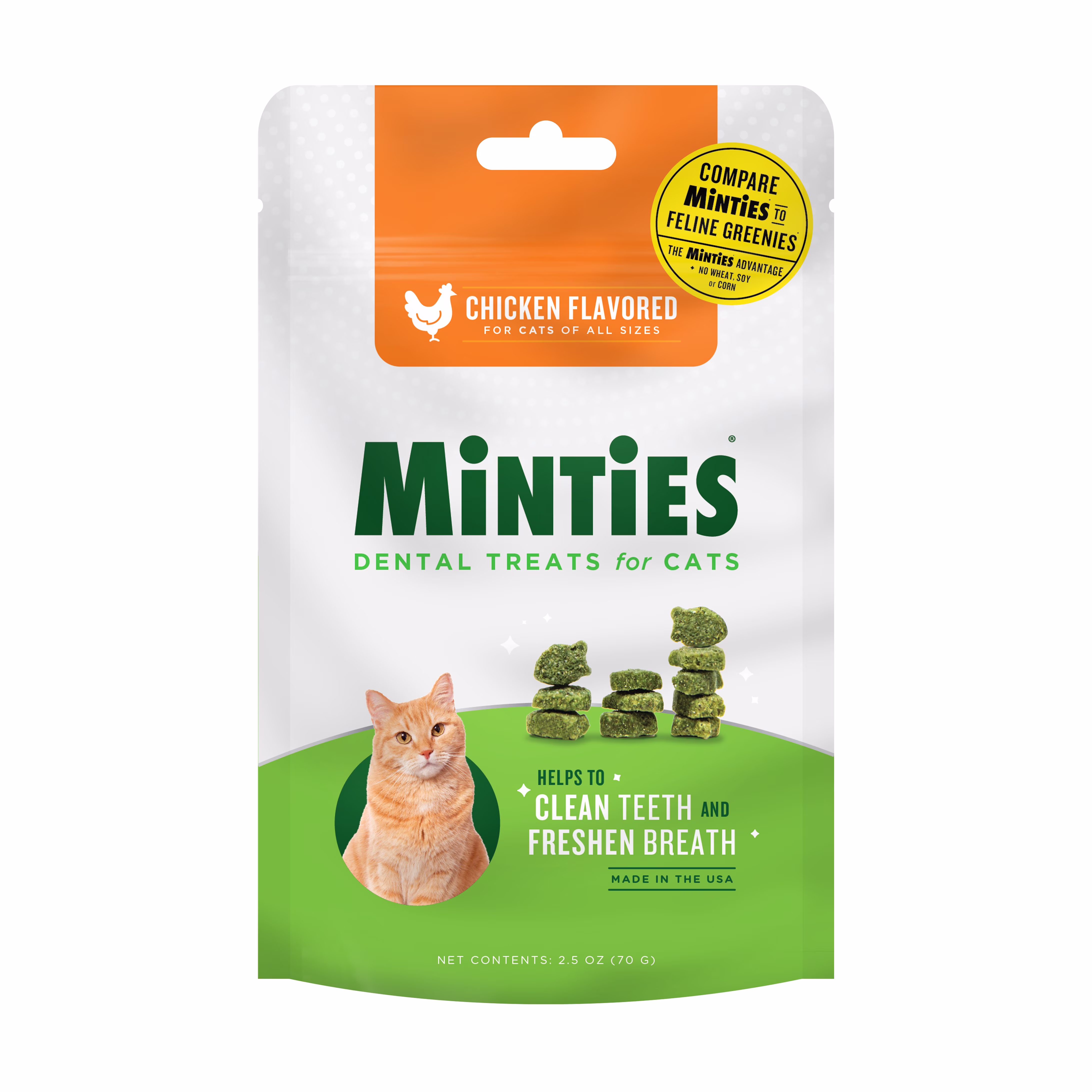Minties Teeth Cleaner Dental Cat Treats, Salmon Flavored, 2.5 oz