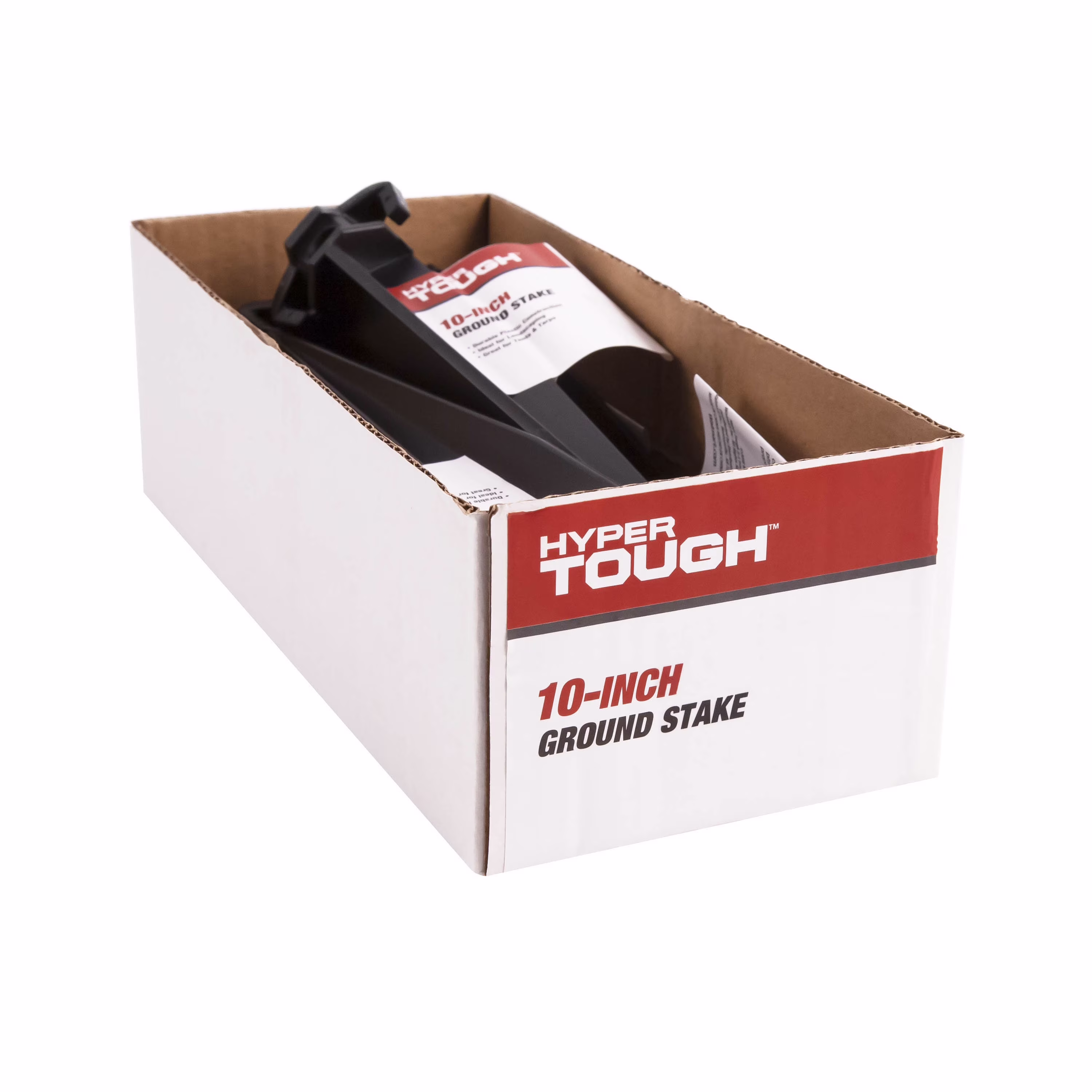 Hyper Tough Item# GS10-10HT, Plastic Ground Garden and Tent Stake, Black 10