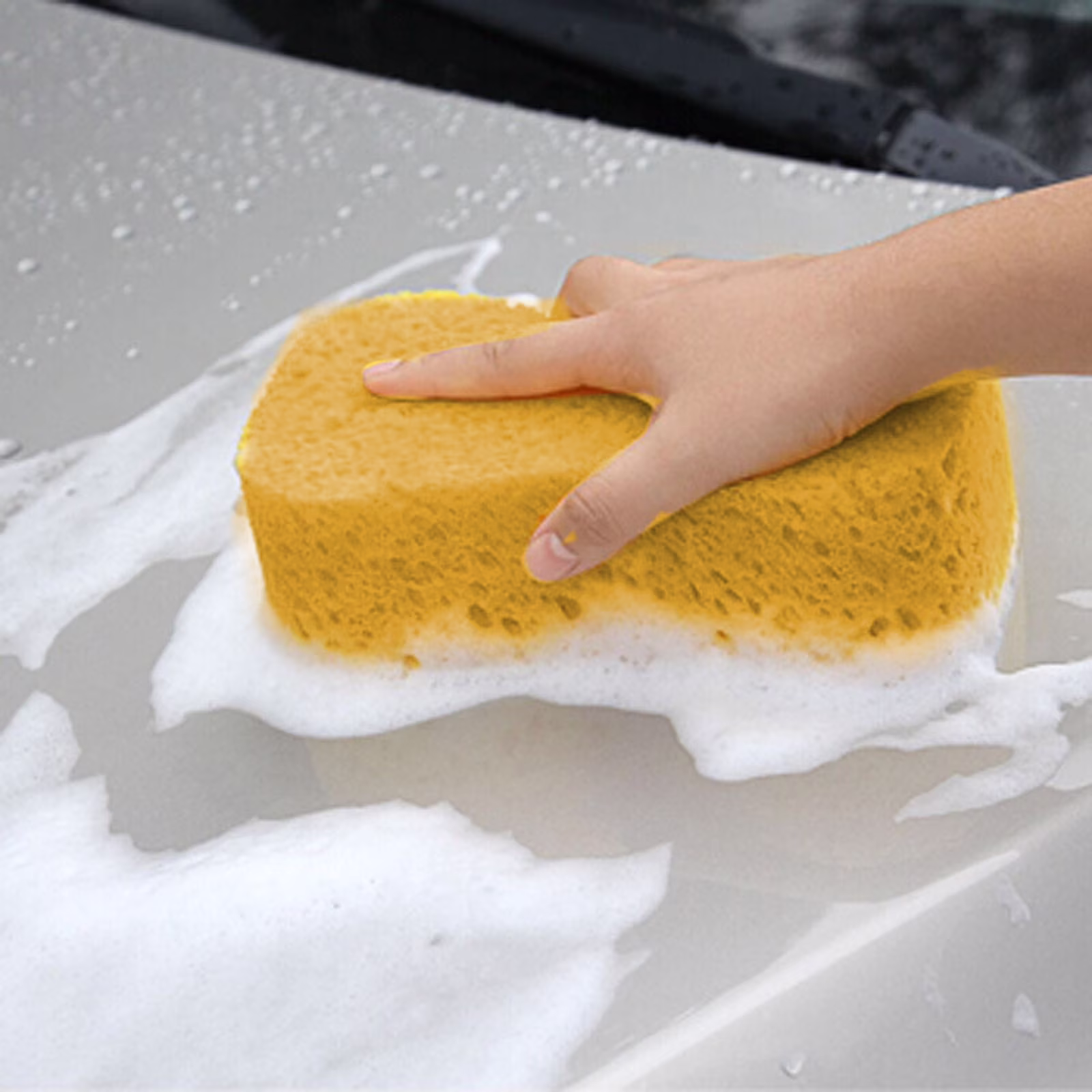 Premium Car Wash Sponge - Extra Large Honeycomb Cleaning Sponge for Automobiles, Scratch-Free Wash Mitt for Paint/Tires/Glass (Yellow, 9