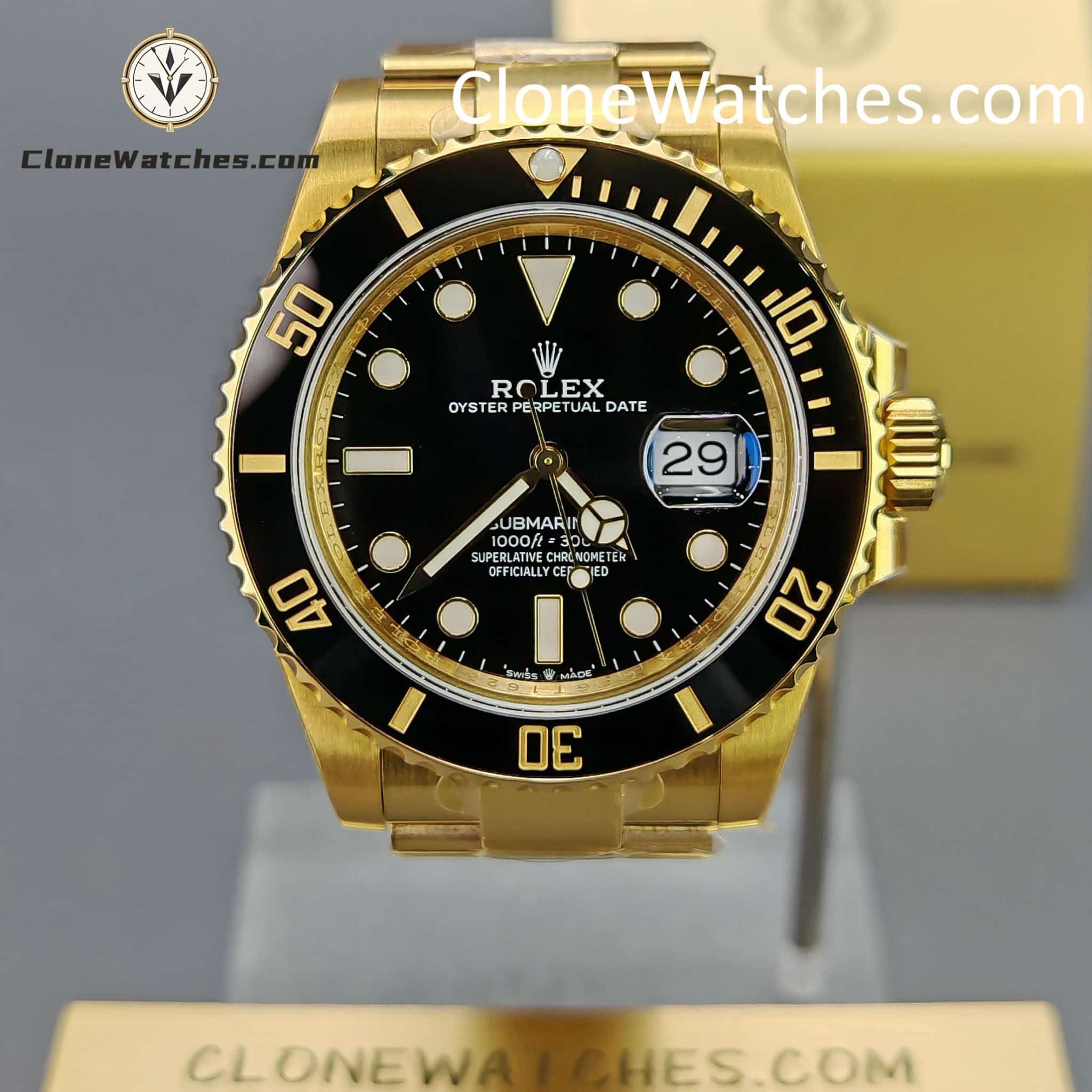 Rolex Super Clone Watches 1:1 18K Gold Black Dial Submariner 126618LN 3235 Movement