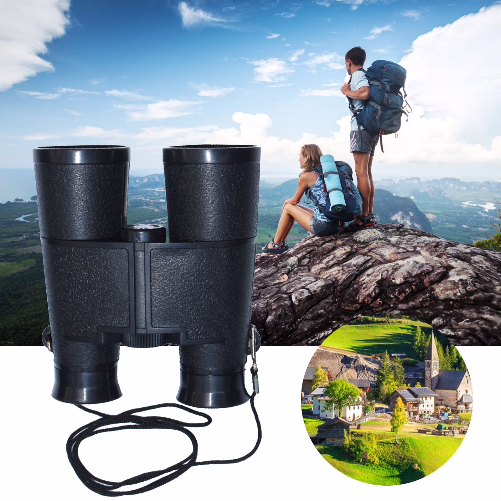 Werulen KidsBinoculars, 4x Magnification Adjustable Focus Telescope for Outdoor Adventures, Birthday Gifts for BoysGirls, Hiking Hunting Bird Watching Sports Games Travel Exploration