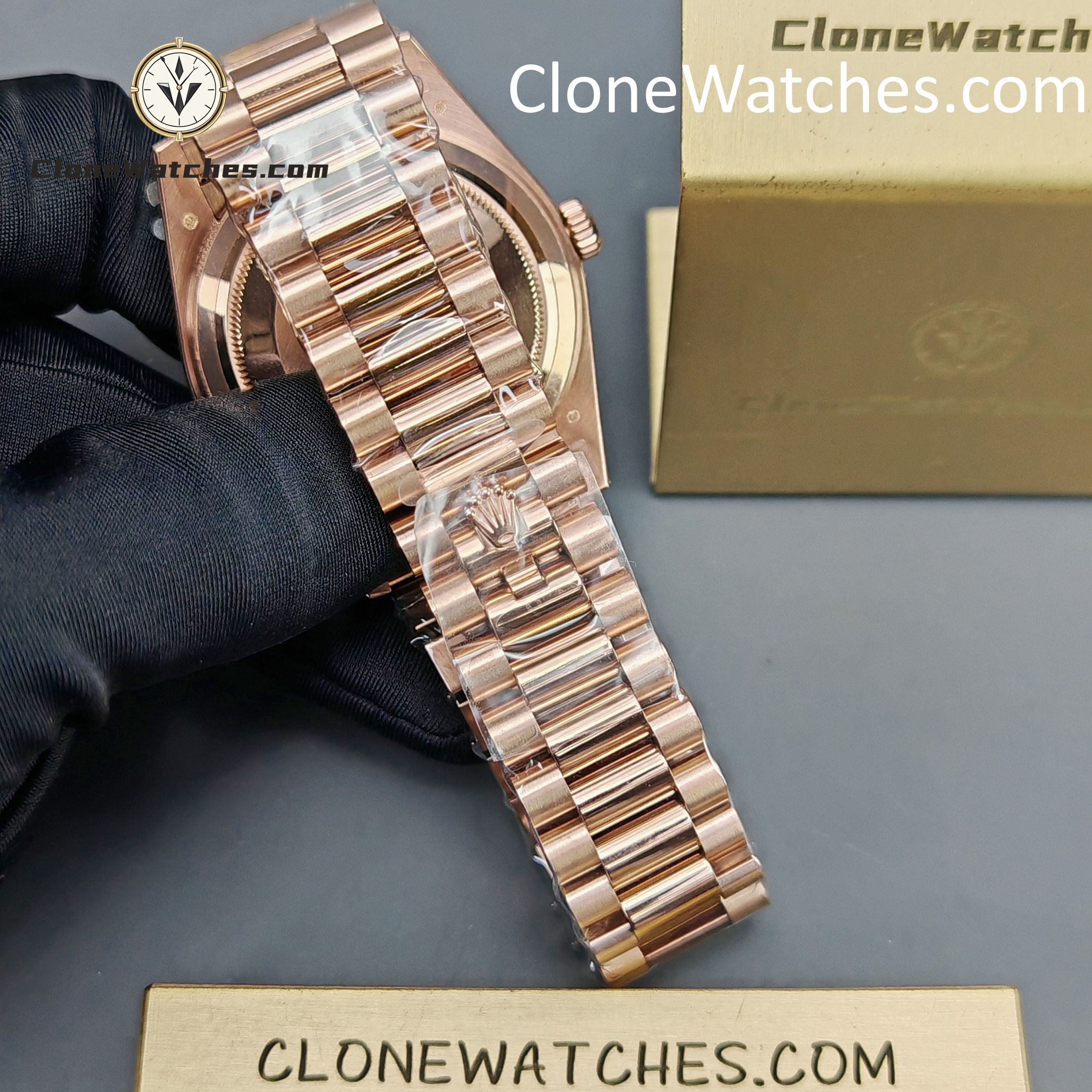 Rolex Super Clone Watches 1:1 Day Date Rose Gold Silver Dial 40mm m228235-0004 3255 Movement