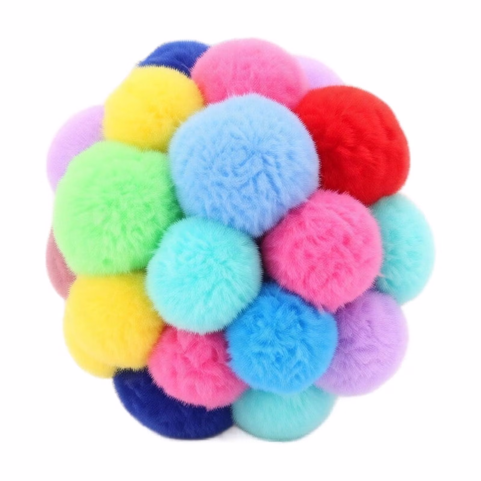 Pet Toy Bell Ball, Plush Interactive Crinkle Sound Squeaky Indoor Fun Self-Play Exercise Tool Colorful Soft Textile Material Boredom Relief for Small Dogs Cats