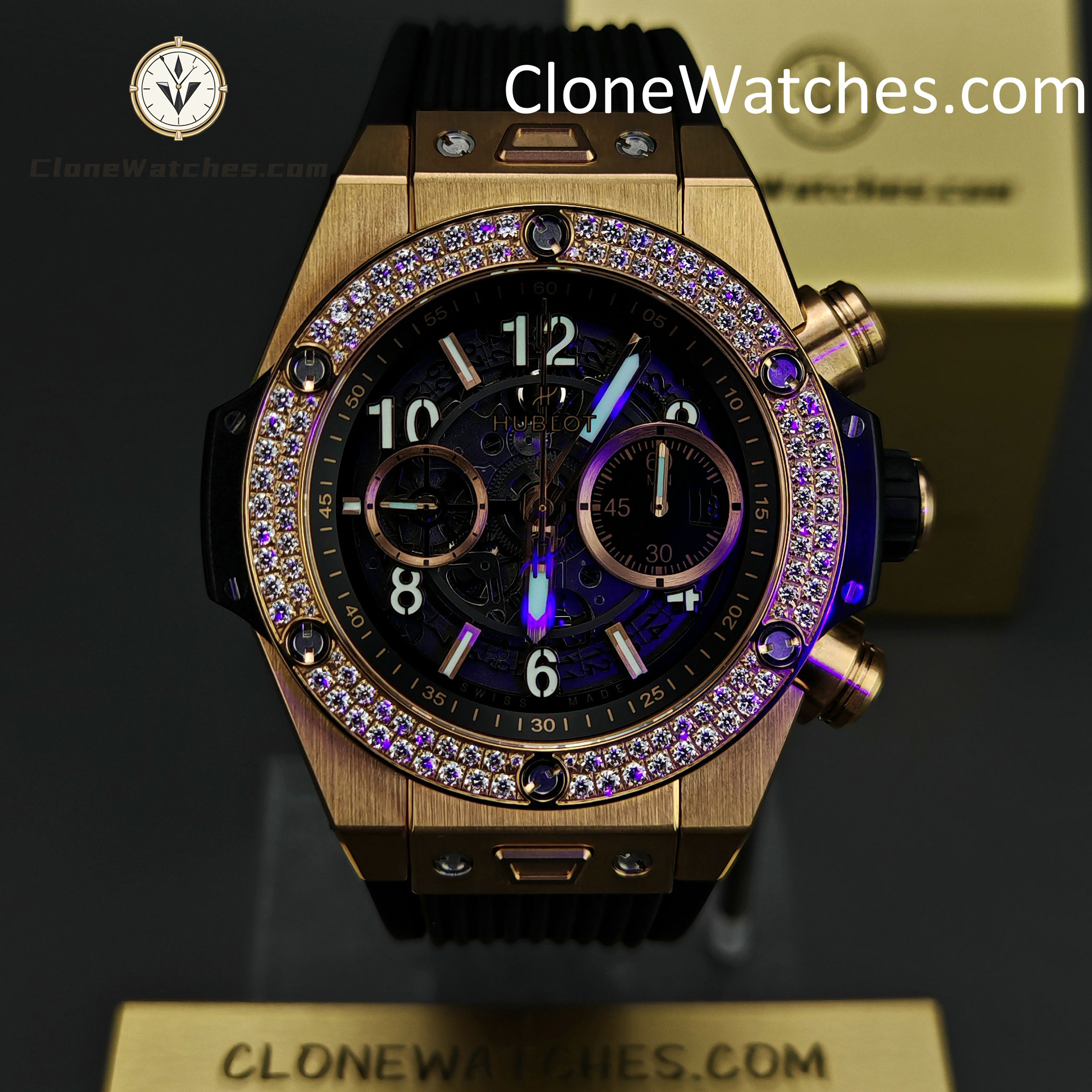 Hublot Super Clone Watches 1:1 Big Bang Unico King Gold Diamonds 42 mm 441.OX.1181.RX.1104