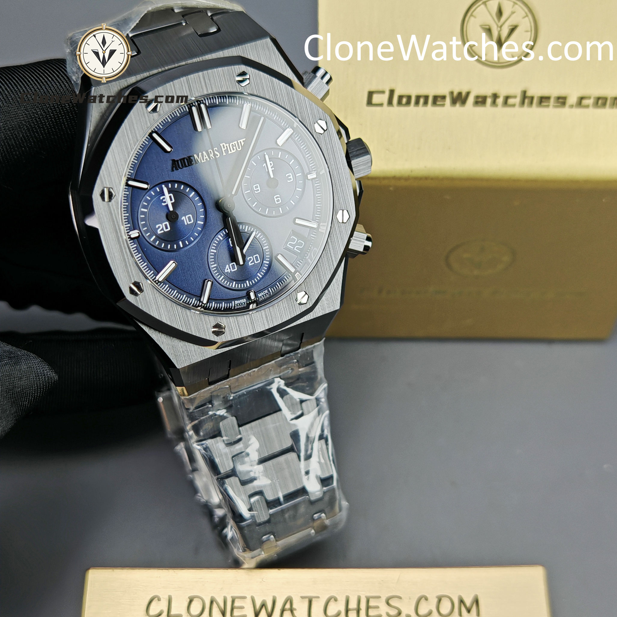 Audemars Piguet Super Clone Watches 1:1 Royal Oak Black Ceramic Blue Dial 26240CE Selfwinding Chronograph