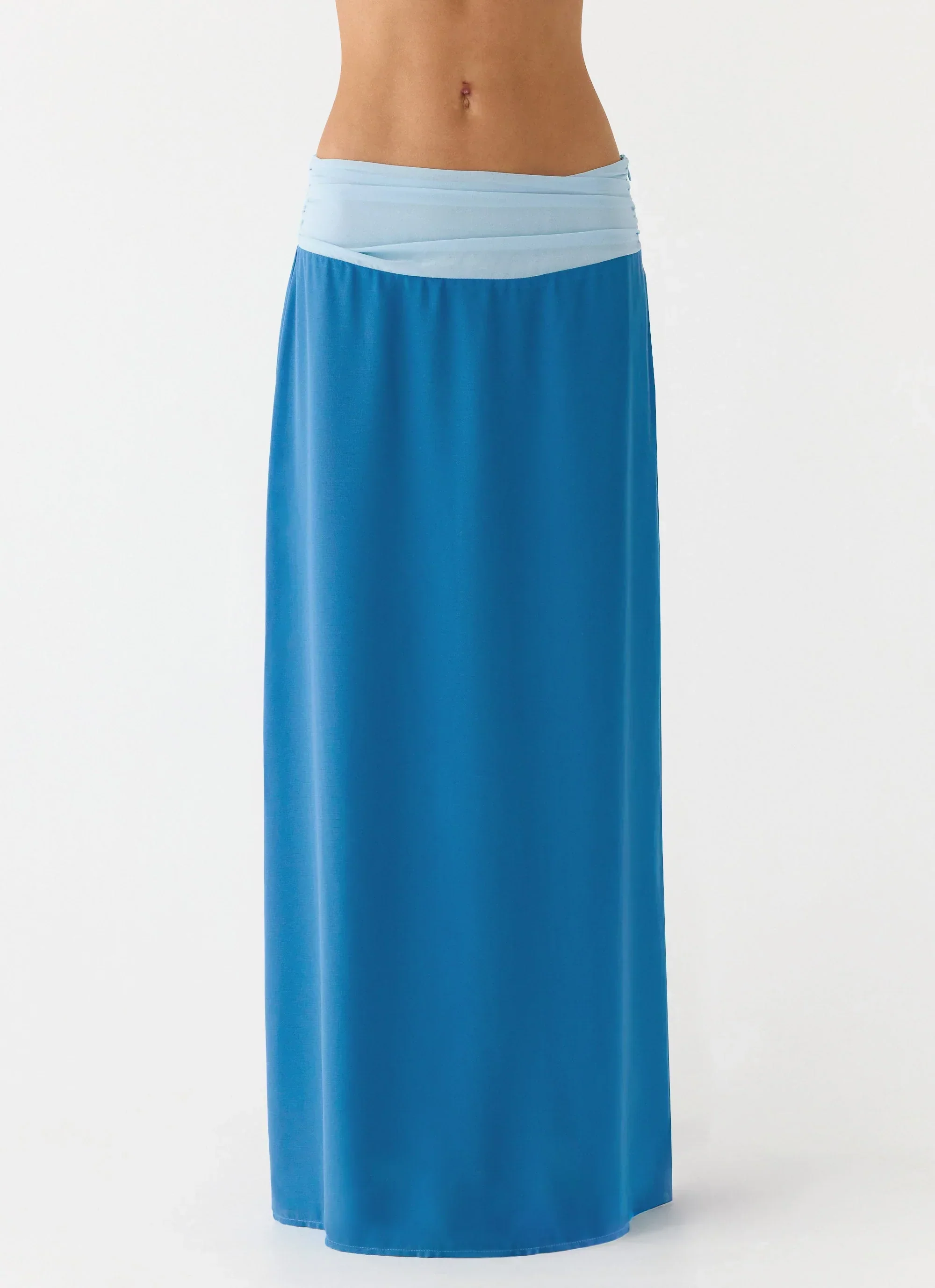 Blushing Bloom Maxi Skirt - Baby Blue