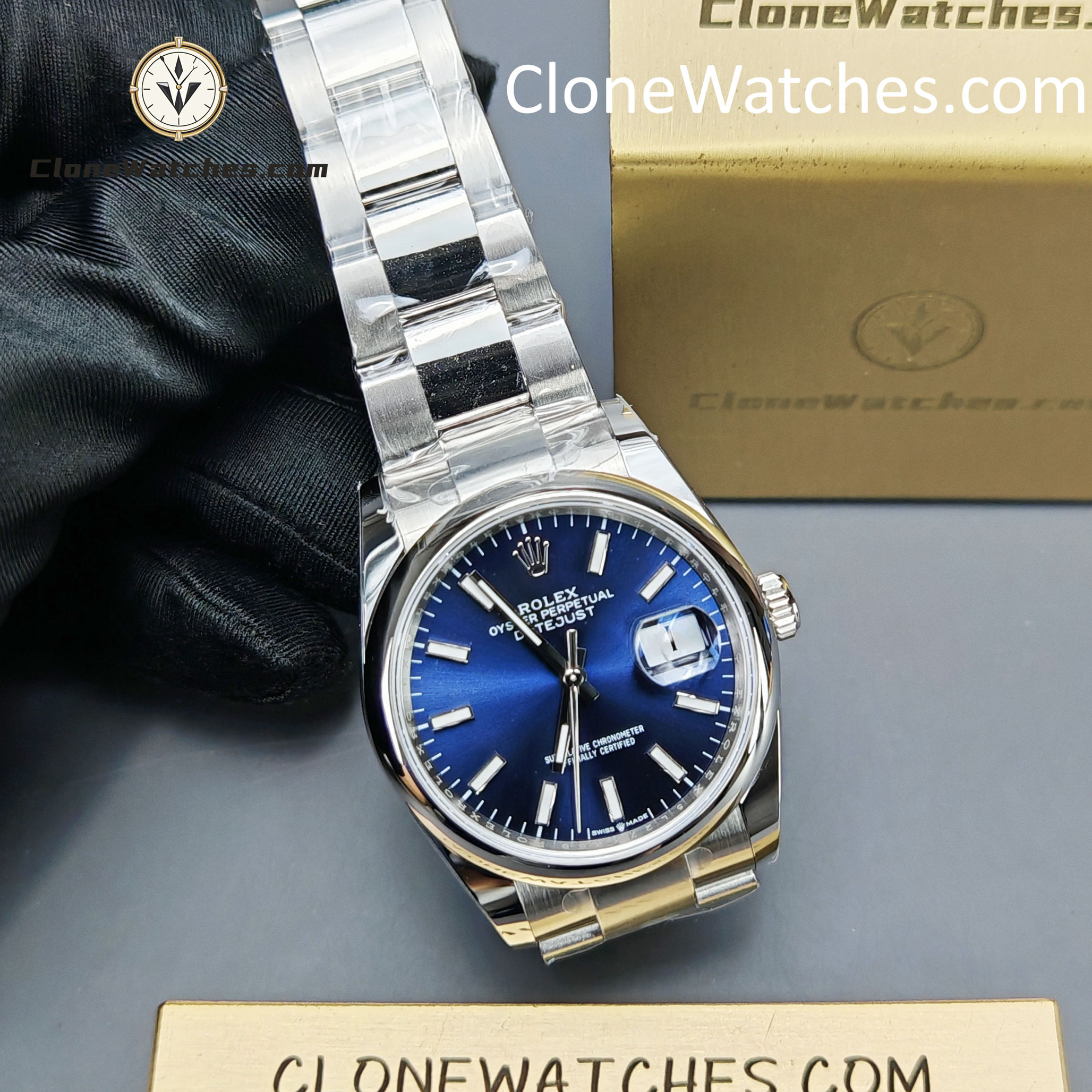 Rolex Super Clone Watches 1:1 DateJust Blue Dial m126200-0006 Oyster 36MM 3235 Movement
