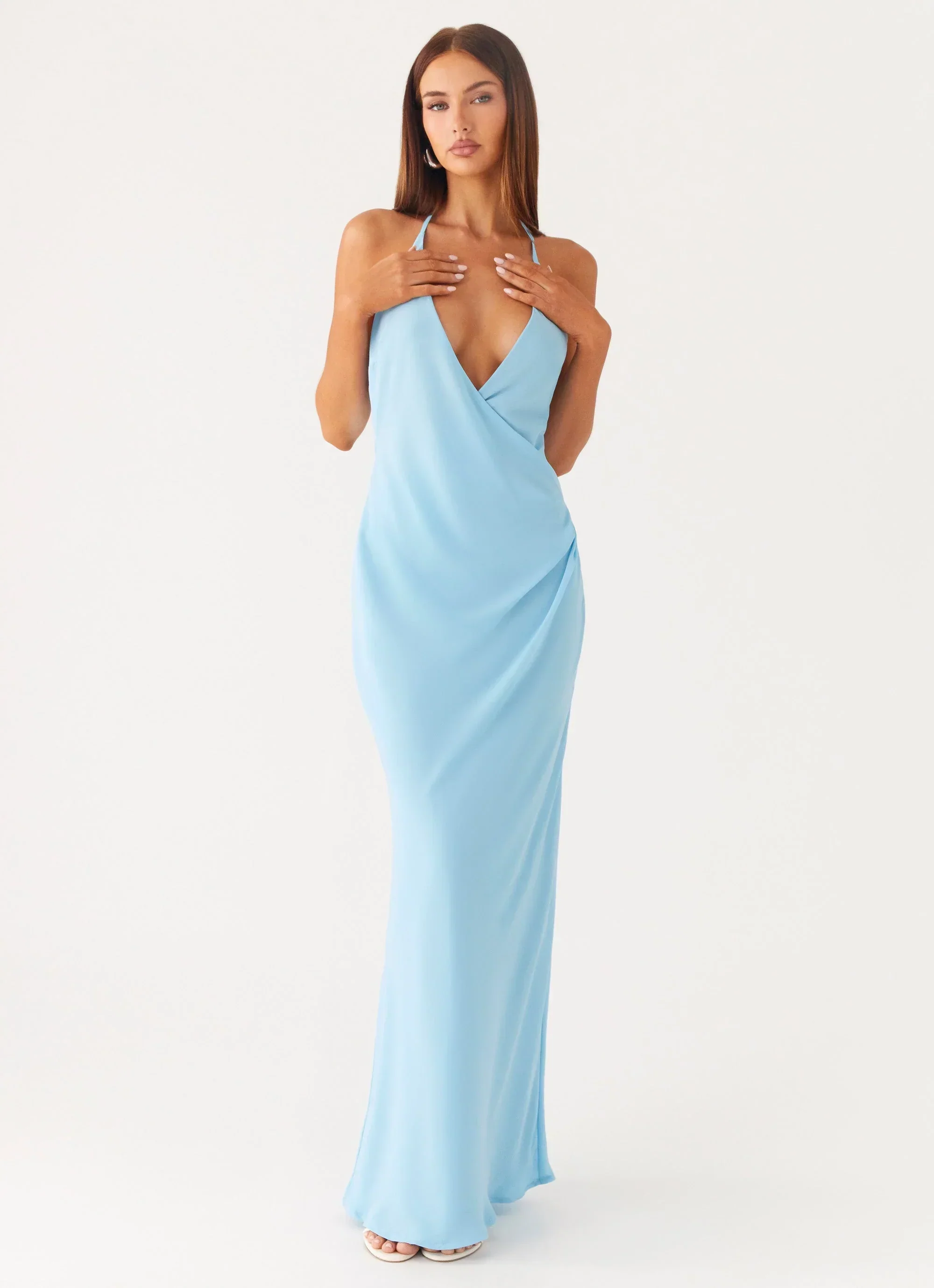 Just A Kiss Cowl Maxi Dress - Turquoise
