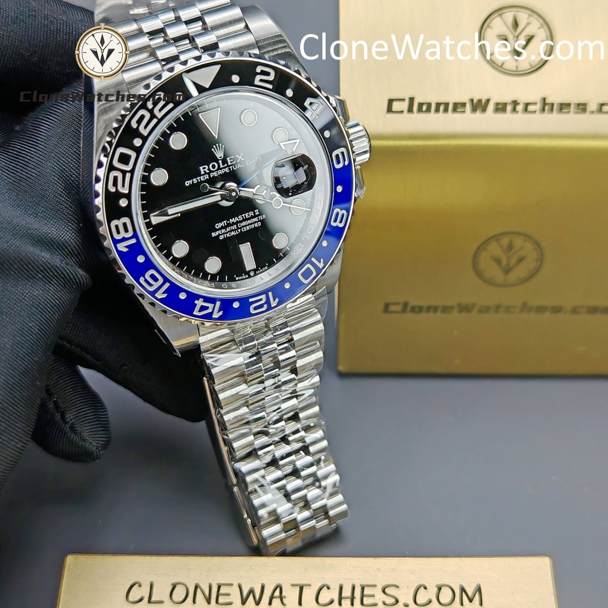 Rolex Super Clone Watches 1:1 BATMAN GMT Master II M126710blnr Jubilee 3285 Movement