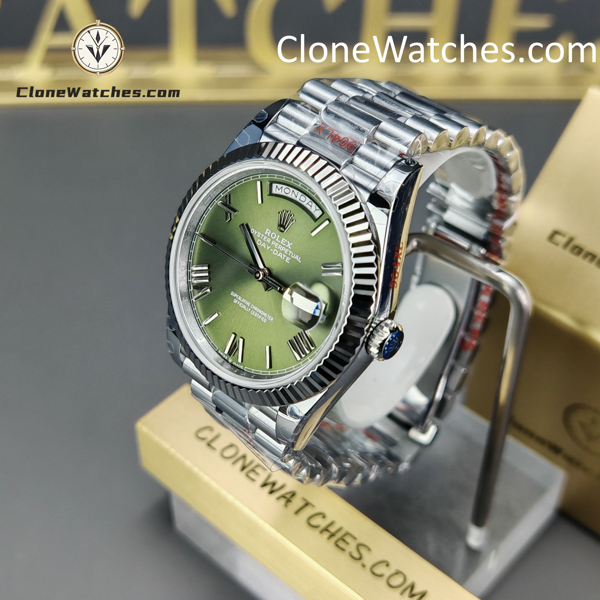 Rolex Super Clone Watches 1:1 Day Date Olive Green Dial 40mm m228239-0033 3255 Movement