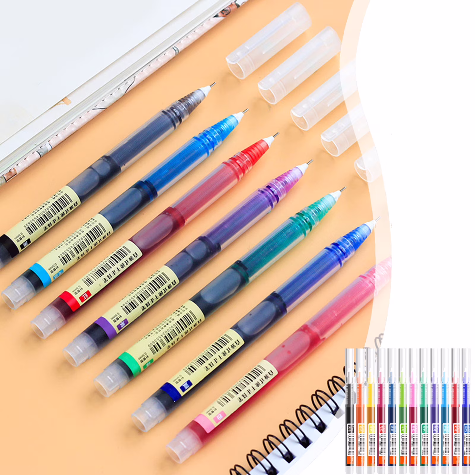 TOPRenddon 12 Pack Colored Rollerball Pens - 0.5mm Fine Point Japanese Liquid Ink Pens for Smooth Writing No Smear | Multicolor Office Supplies