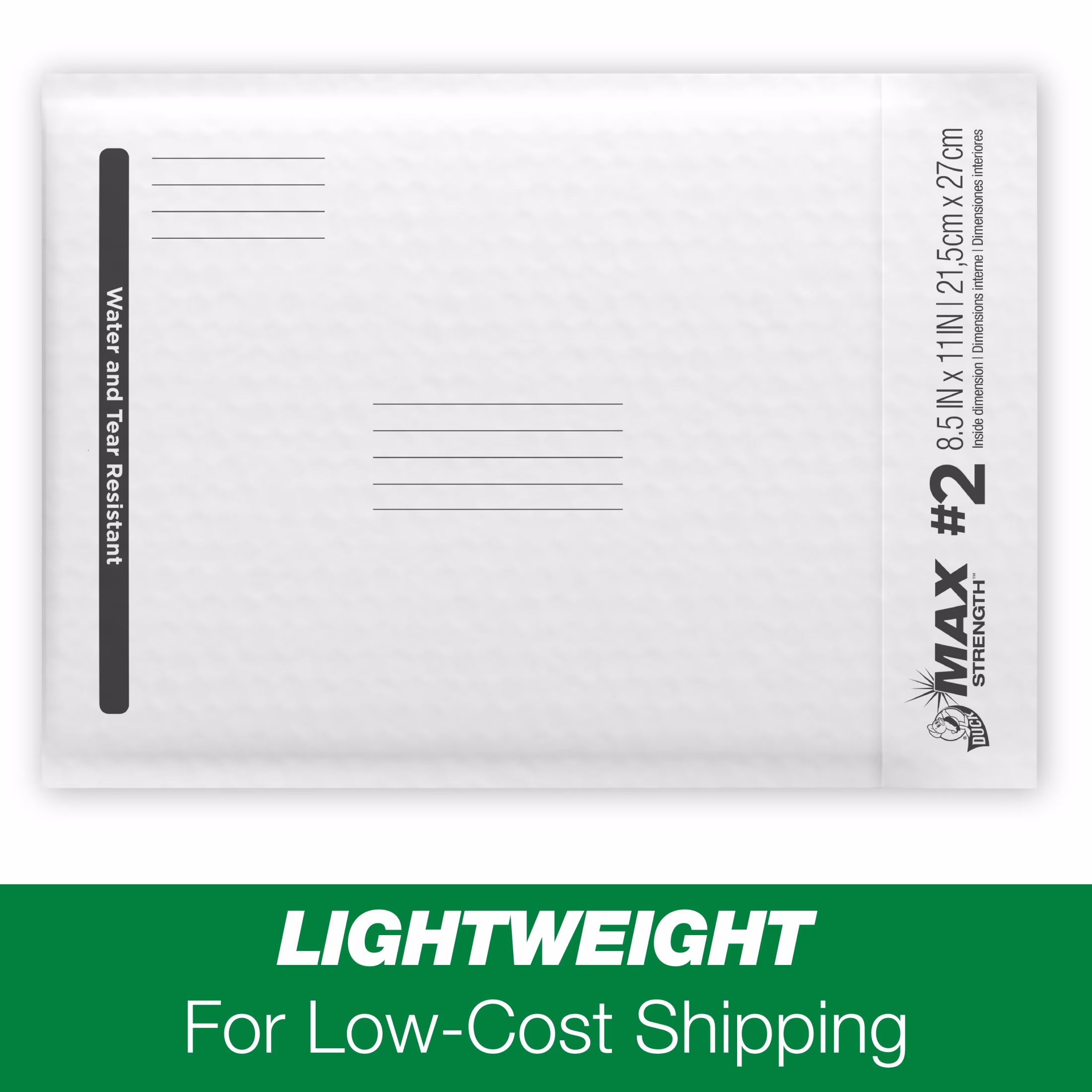 Duck Max Strength Self-Sealing Poly Bubble Mailer #2, 8.5