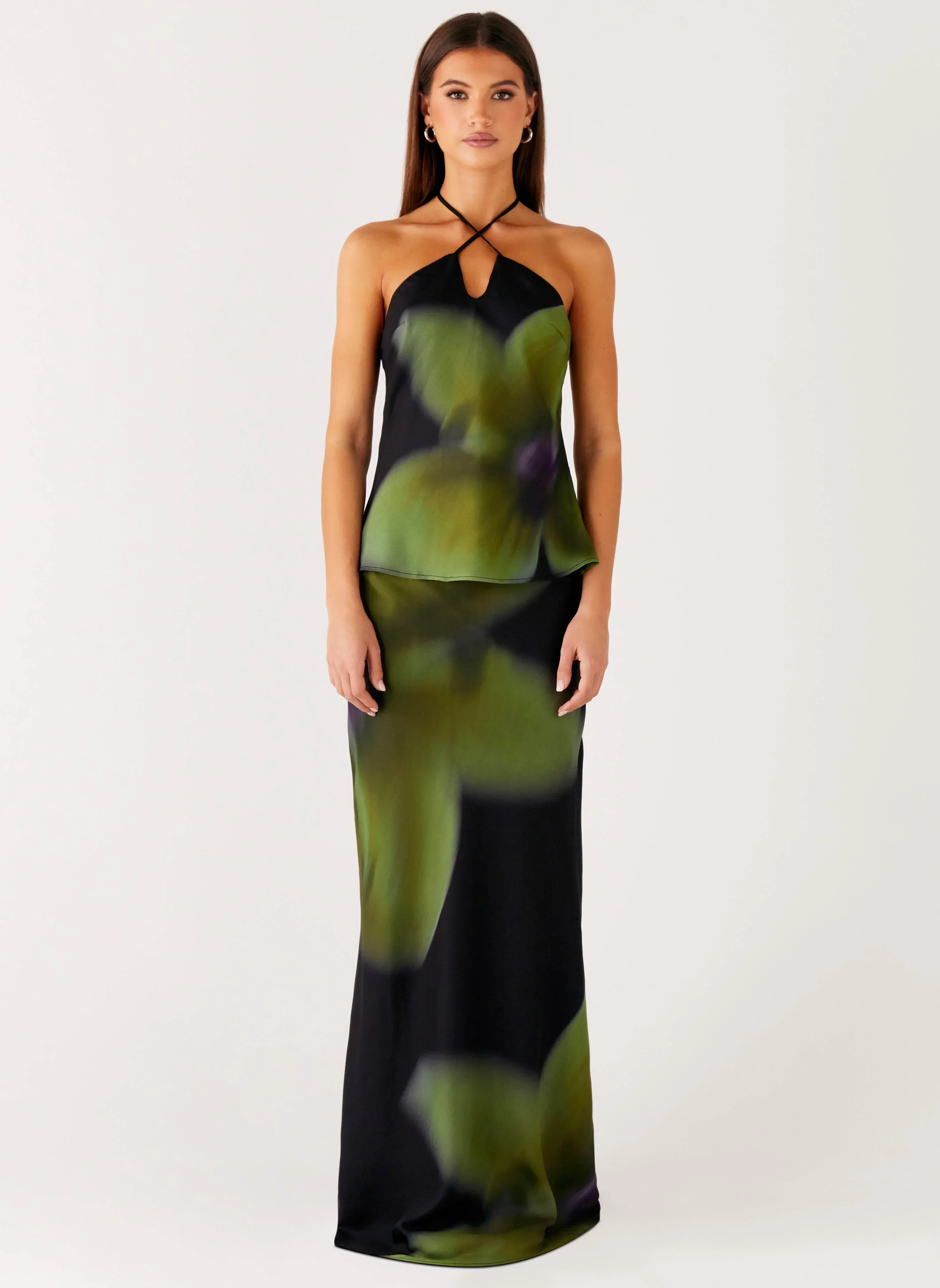 Rosetta Maxi Skirt - Lime Flower