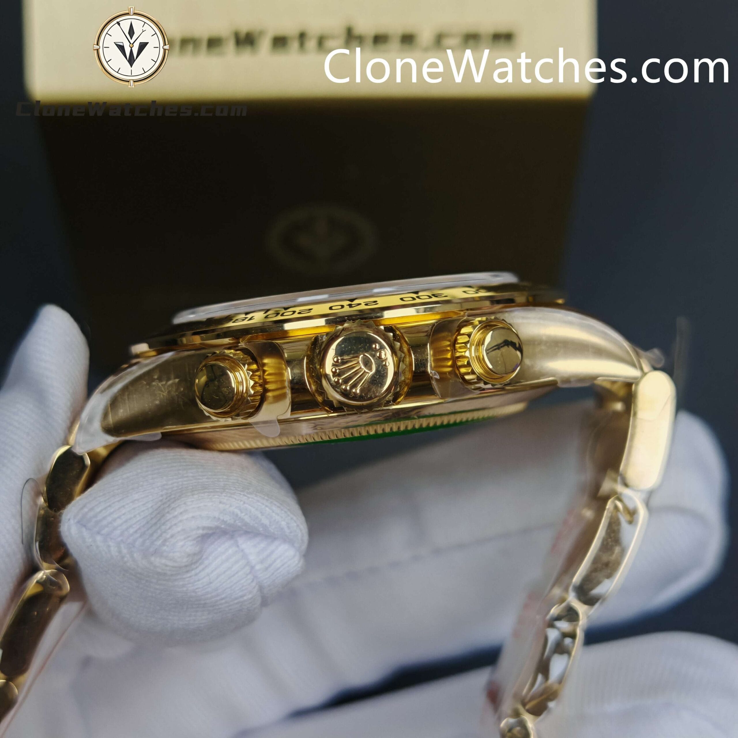 Rolex Super Clone Watches 1:1 Daytona 18K Gold Black Dial M116508-0004 4130 Movement