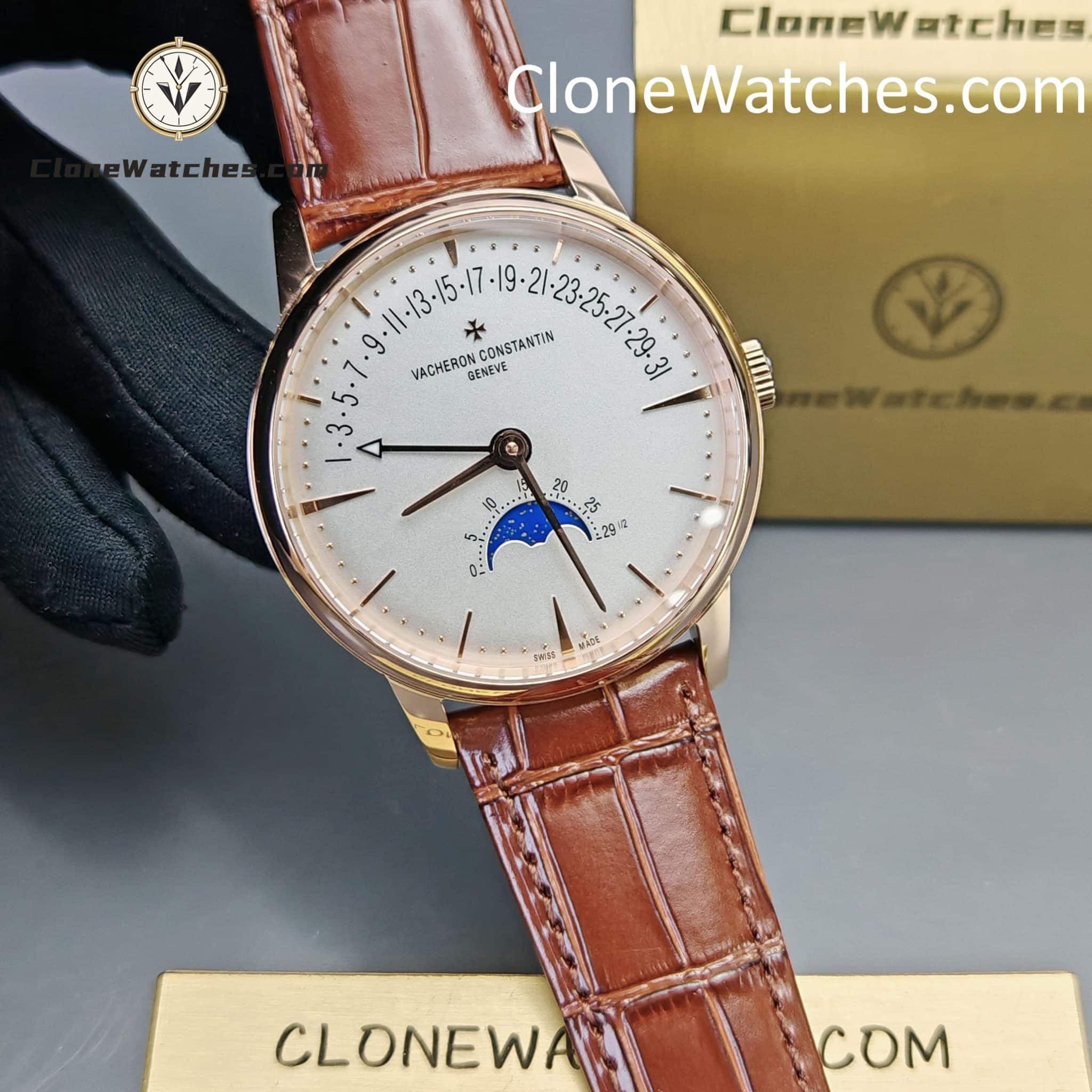 Vacheron Constantin Super Clone Watches 1:1 Patrimony Rose Gold 4010U/000R-B329 White Dial