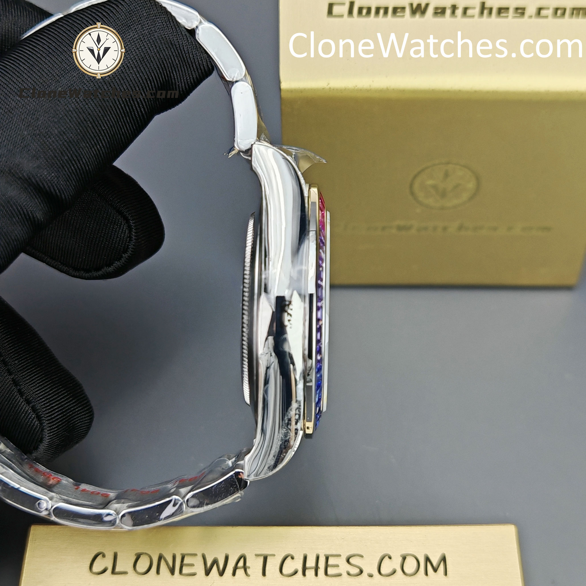 Rolex Super Clone Watches 1:1 Daytona 116599RBOW Rainbow Black Diamonds Dial 4130 Movement
