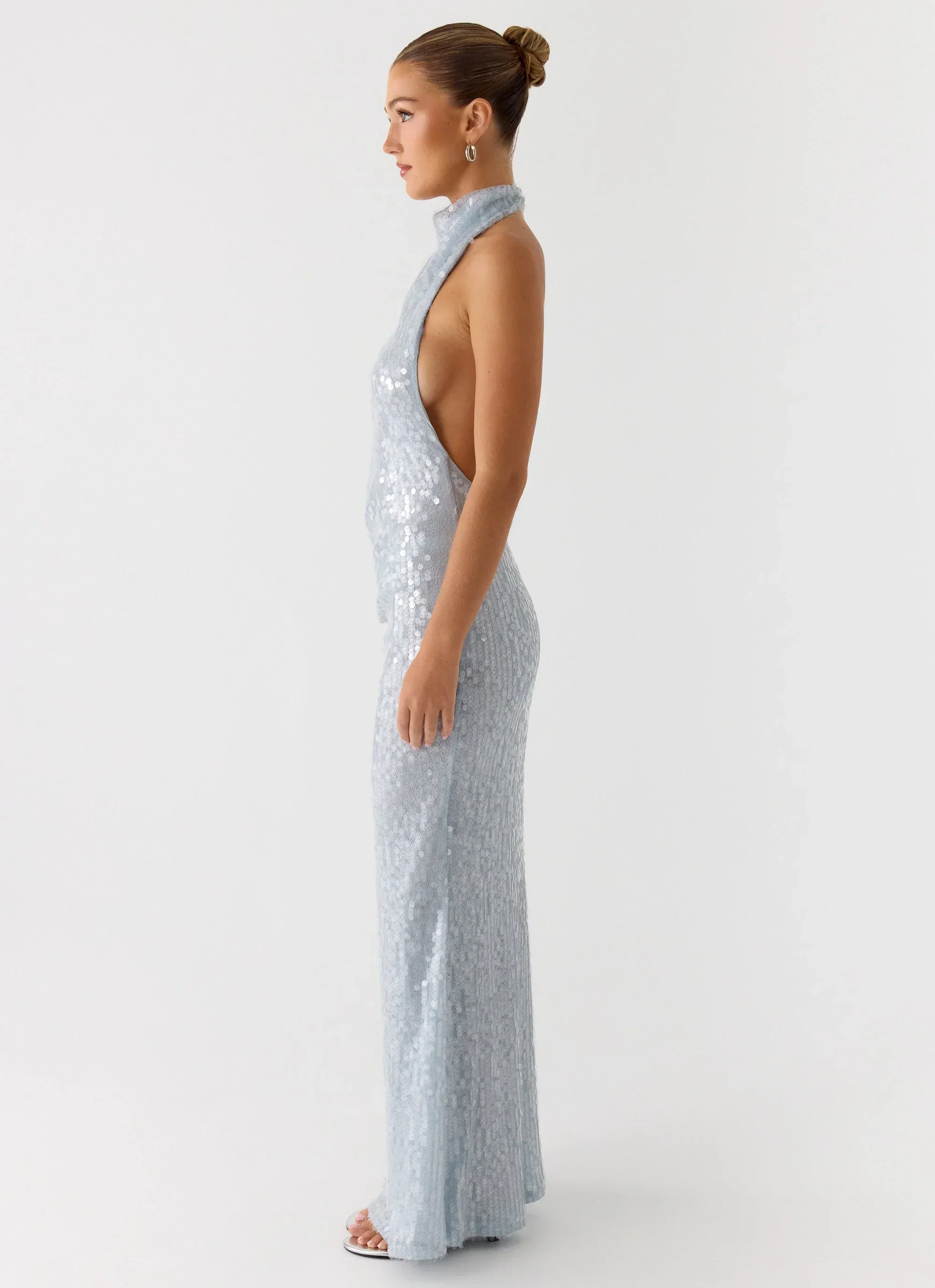 Kaida Sequin Maxi Dress - Misty Blue