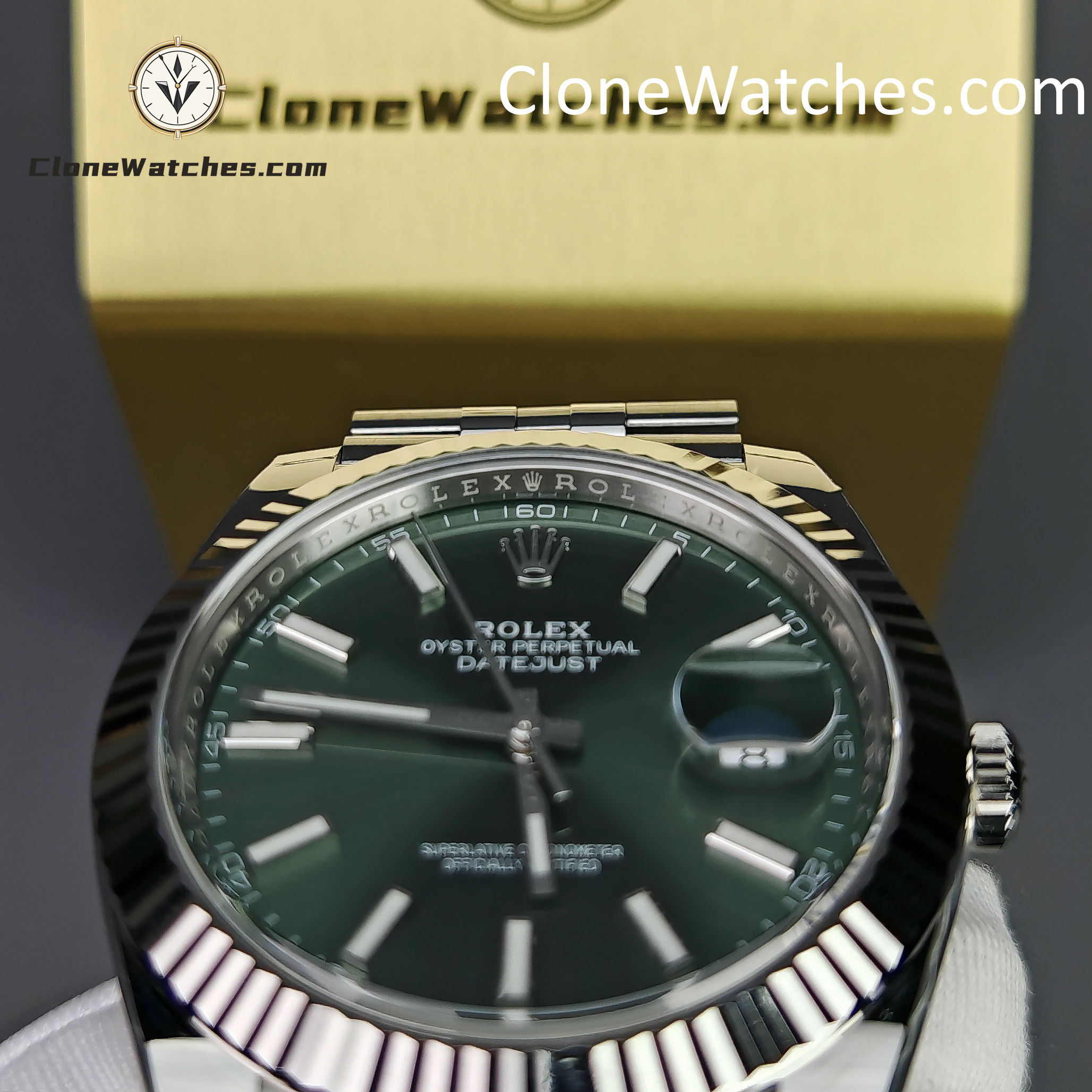 Rolex Super Clone Watches 1:1 DateJust Green Dial m126334-0028 Jubilee 41MM 3235 Movement