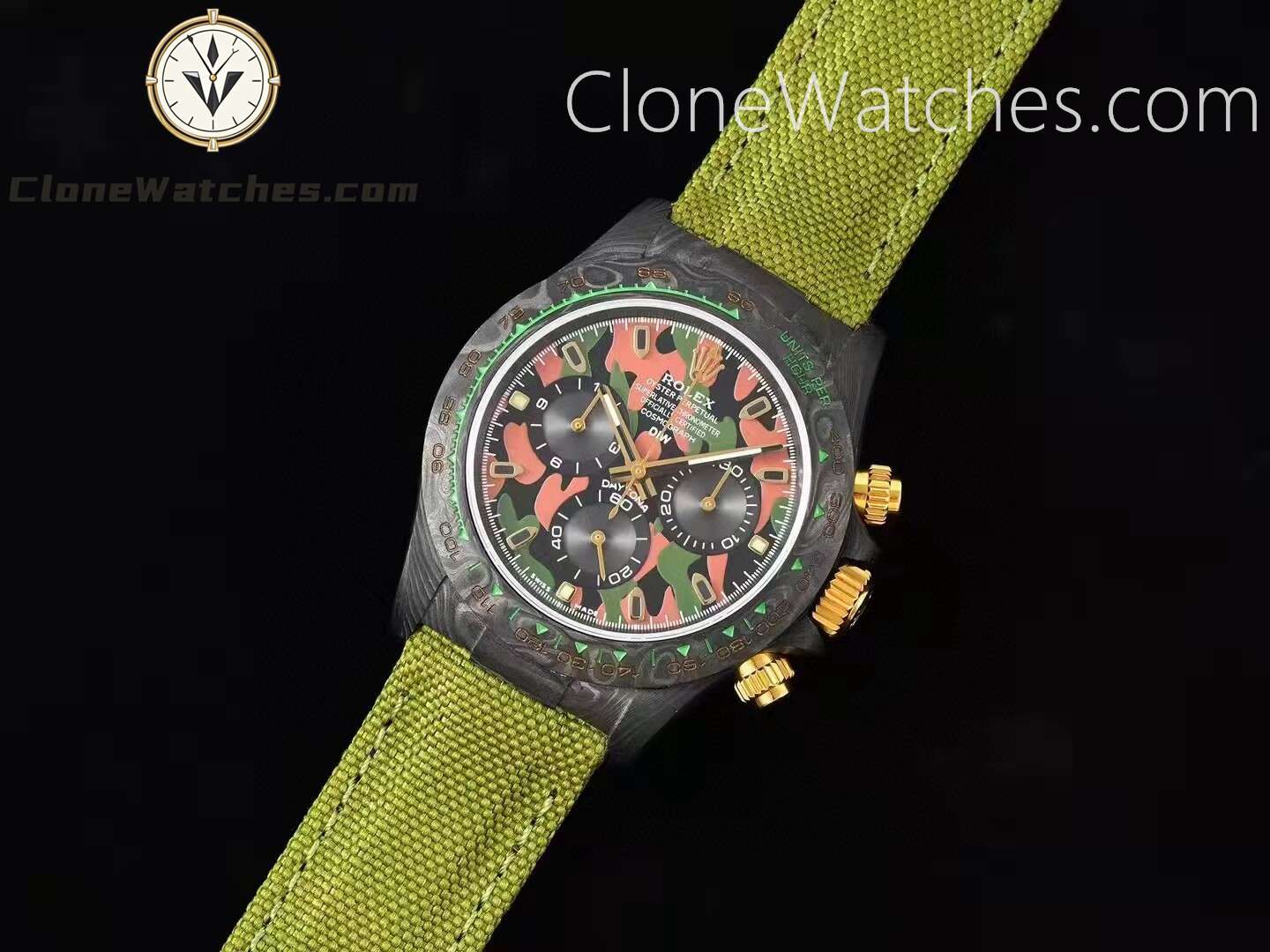 Modified Super Clone Watches 1:1 DiW Rolex Daytona NTPT Carbon “MILITARY GREEN UNIQUE 1′′