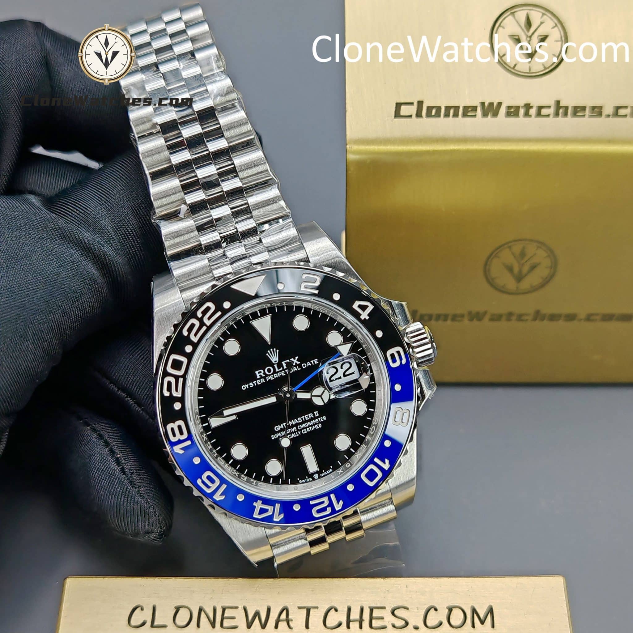 Rolex Super Clone Watches 1:1 BATMAN GMT Master II M126710blnr Jubilee 3285 Movement