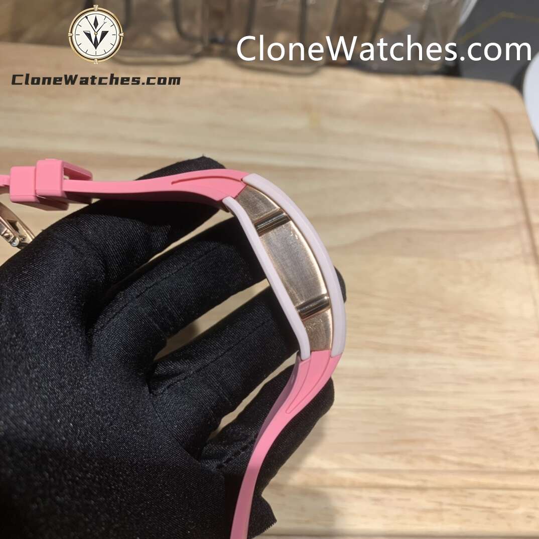 Richard Mille Super Clone Watches 1:1 RM 07 – 01 Pink Ceramic Diamond Dial Pink Strap