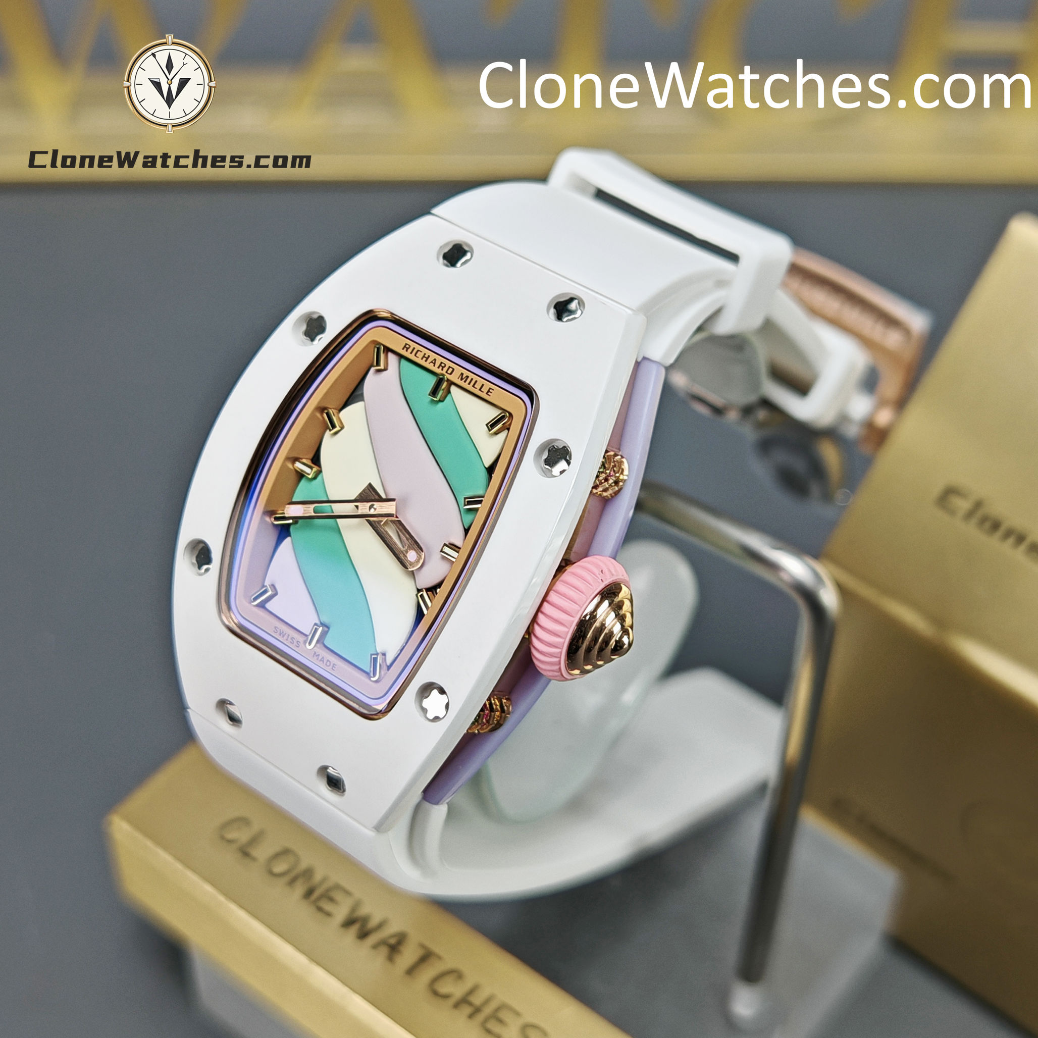 Richard Mille Super Clone Watches 1:1 RM 07-03 “Marshmallow” ATZ Ceramic/TZP White Strap