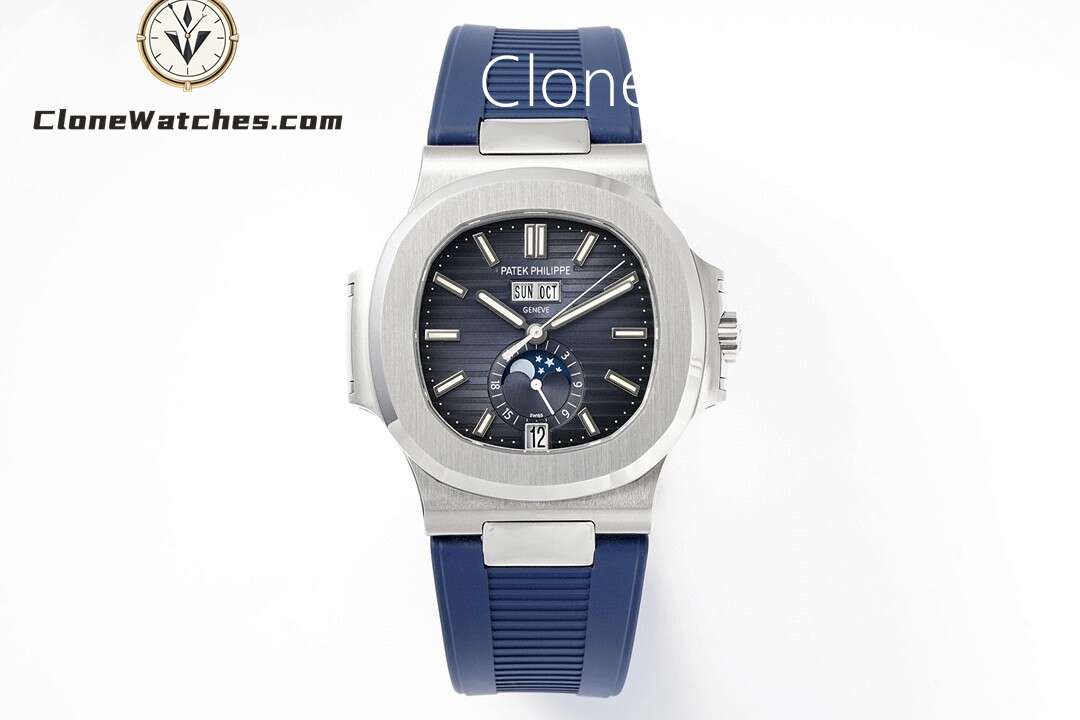 Patek Philippe Super Clone Watches 1:1 Nautilus 5726 Blue Dial Blue Rubber Strap