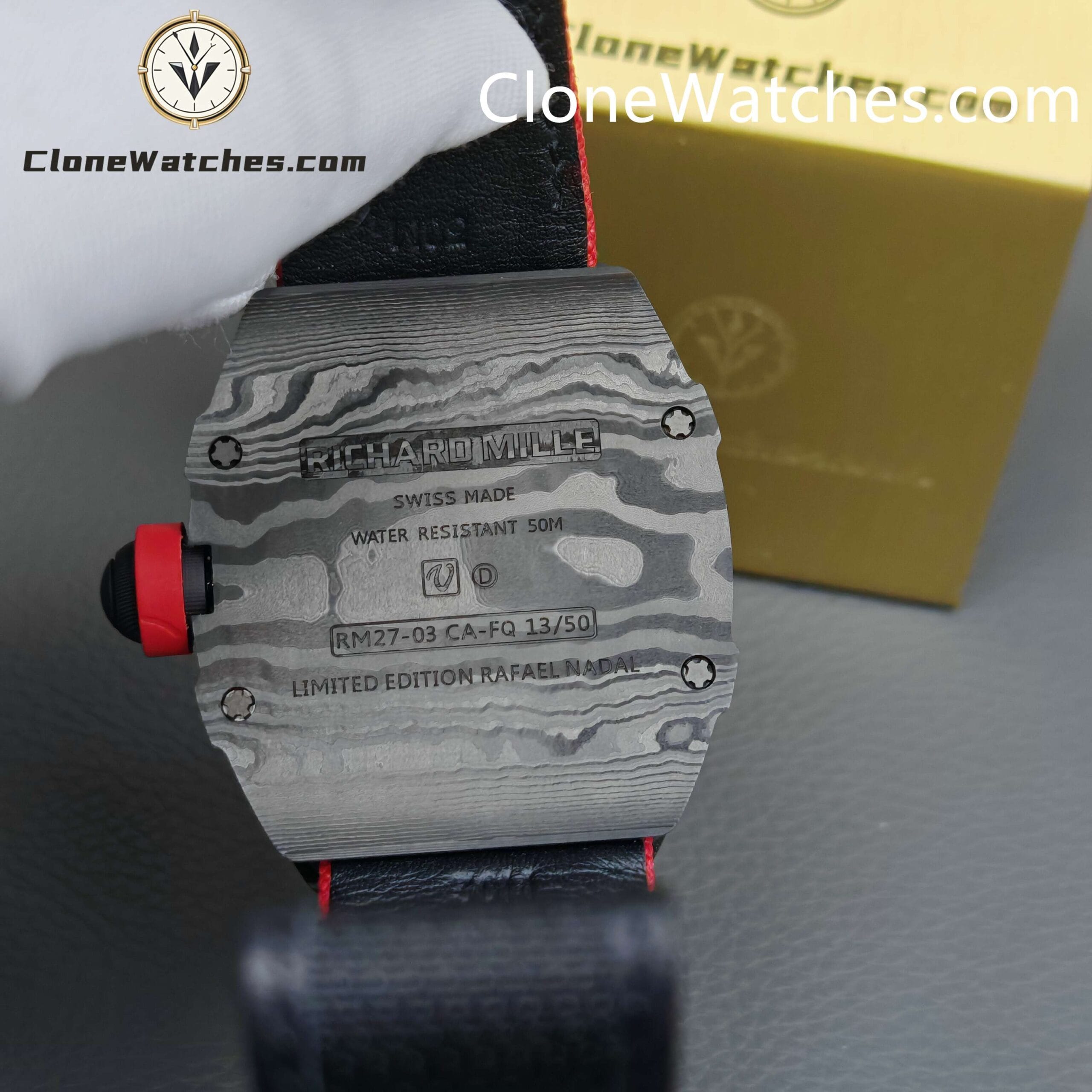 Richard Mille Super Clone Watches 1:1 RM 027 – 03 Carbon Tourbillon Red Strap