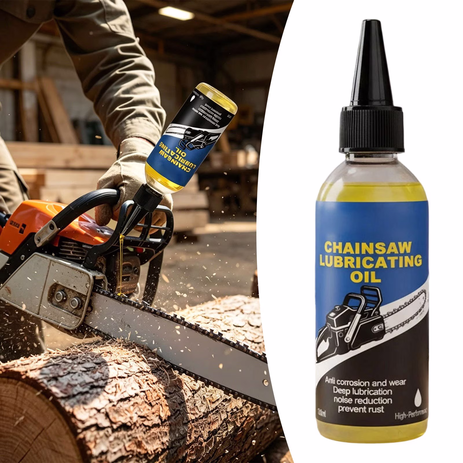 100ML Chainsaw Oil, Bar and Chain Oil, Multi-Purpose Bar and Chainsaw Lubricant, Reduces Wear Long-Lasting, for Gas, Electric Saw, and Pole Saw