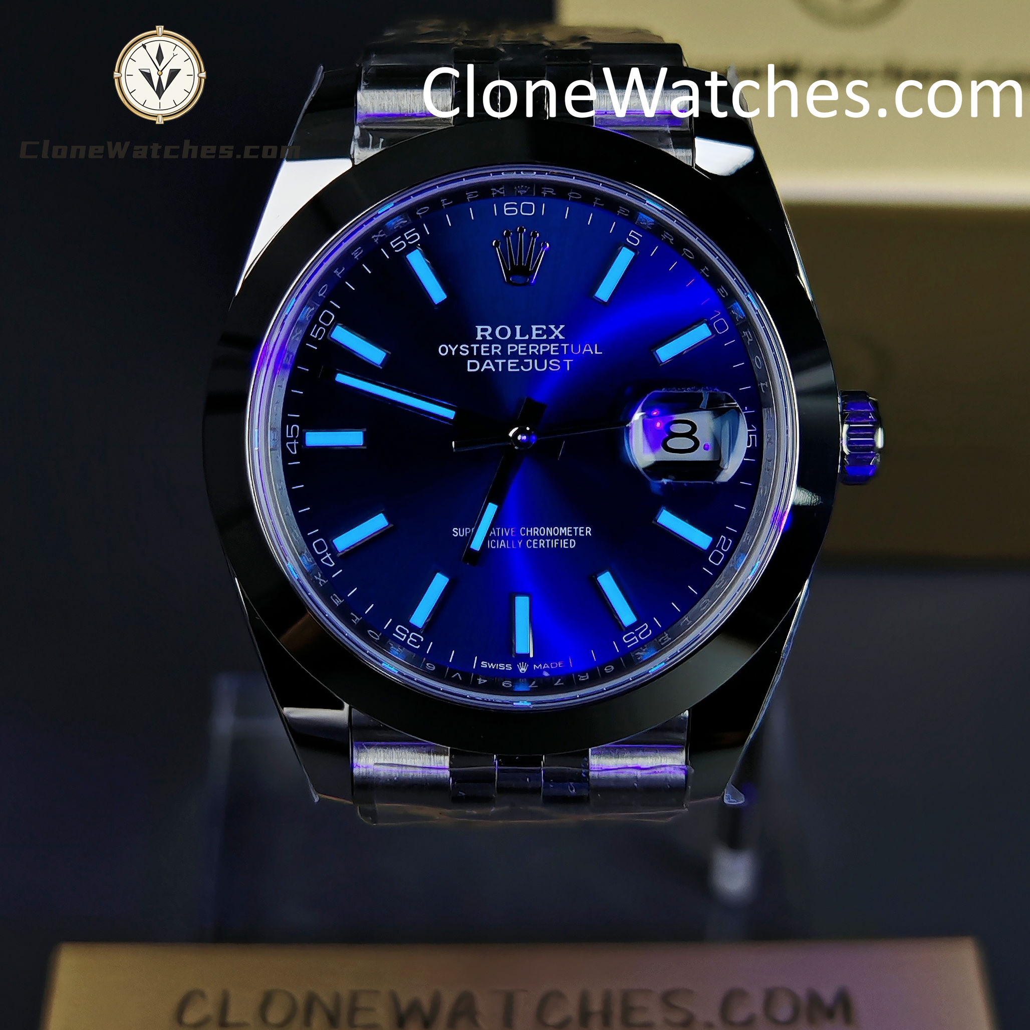 Rolex Super Clone Watches 1:1 DateJust Blue Dial m126300-0002 Jubilee 41MM 3235 Movement