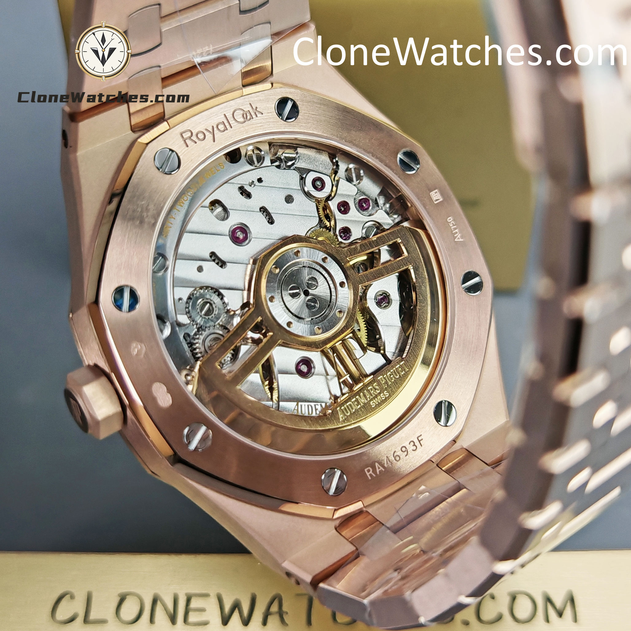 Audemars Piguet Super Clone Watches 1:1 Royal Oak Rose Gold 15500 Black Dial